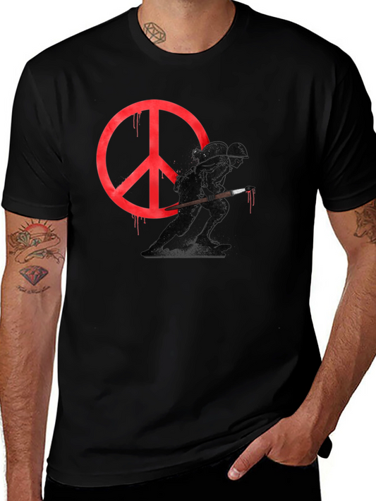 Camiseta Negra con Diseño de Paz y Guerra