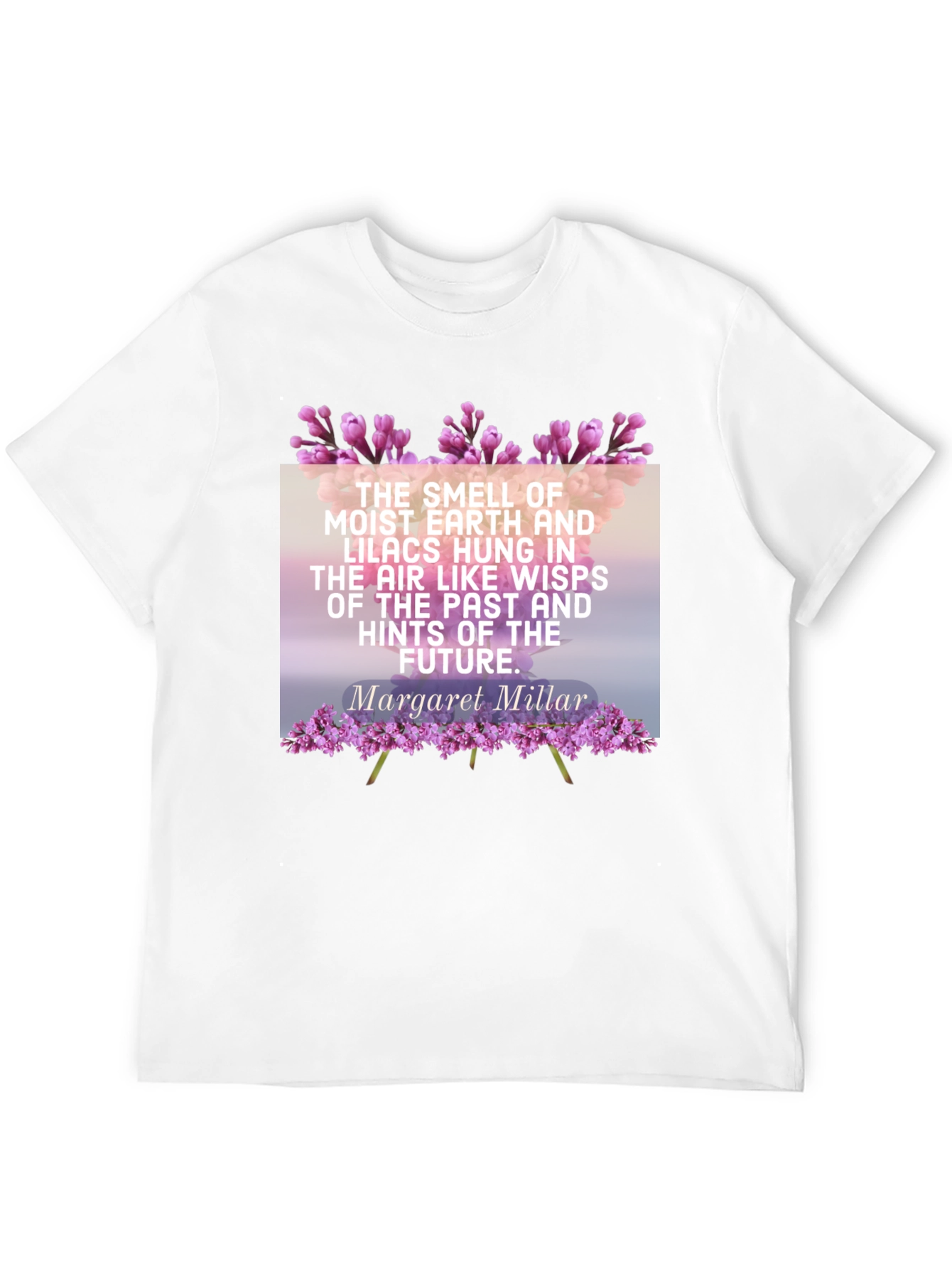 Camiseta Negra con Cita Literaria y Diseño Floral