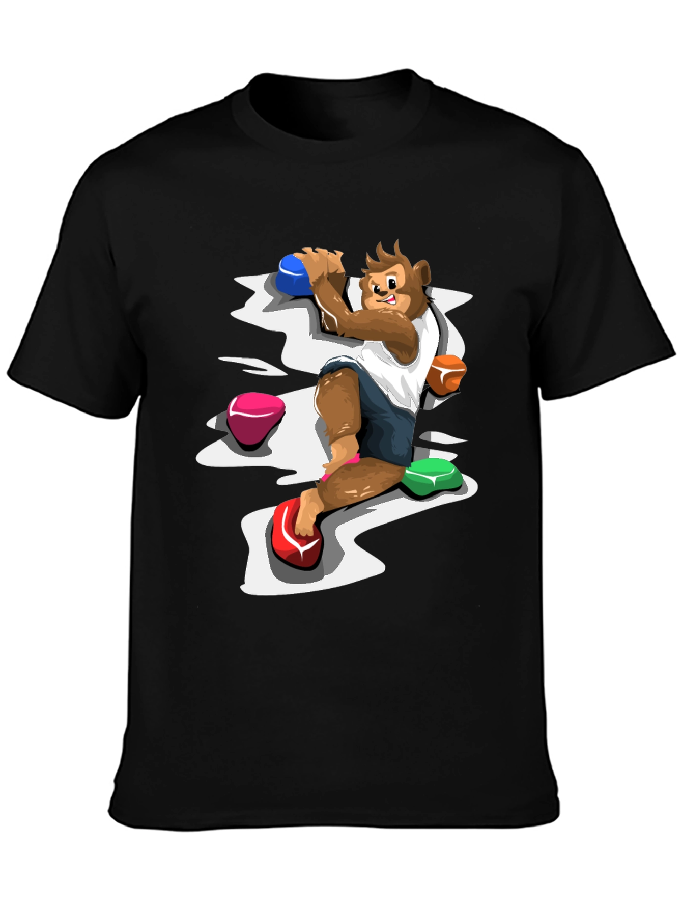 Camiseta Negra con Diseño de Mono Escalador