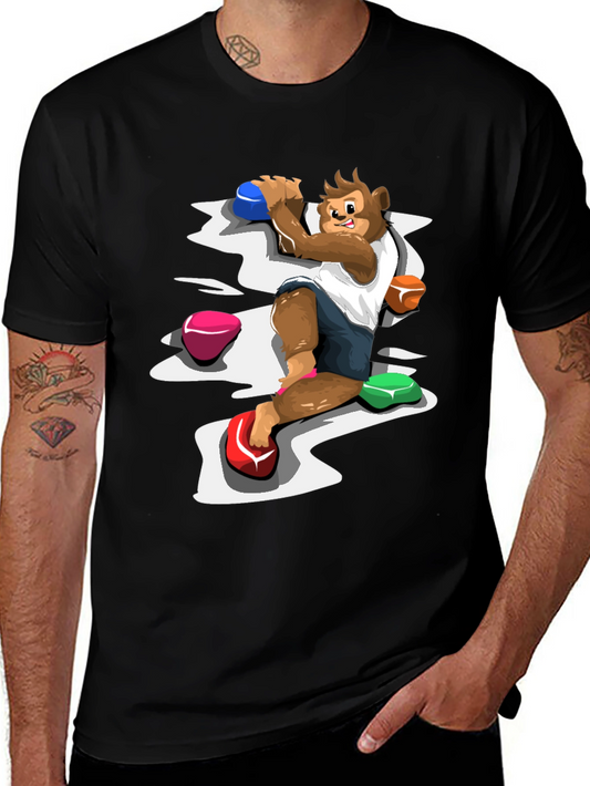 Camiseta Negra con Diseño de Mono Escalador