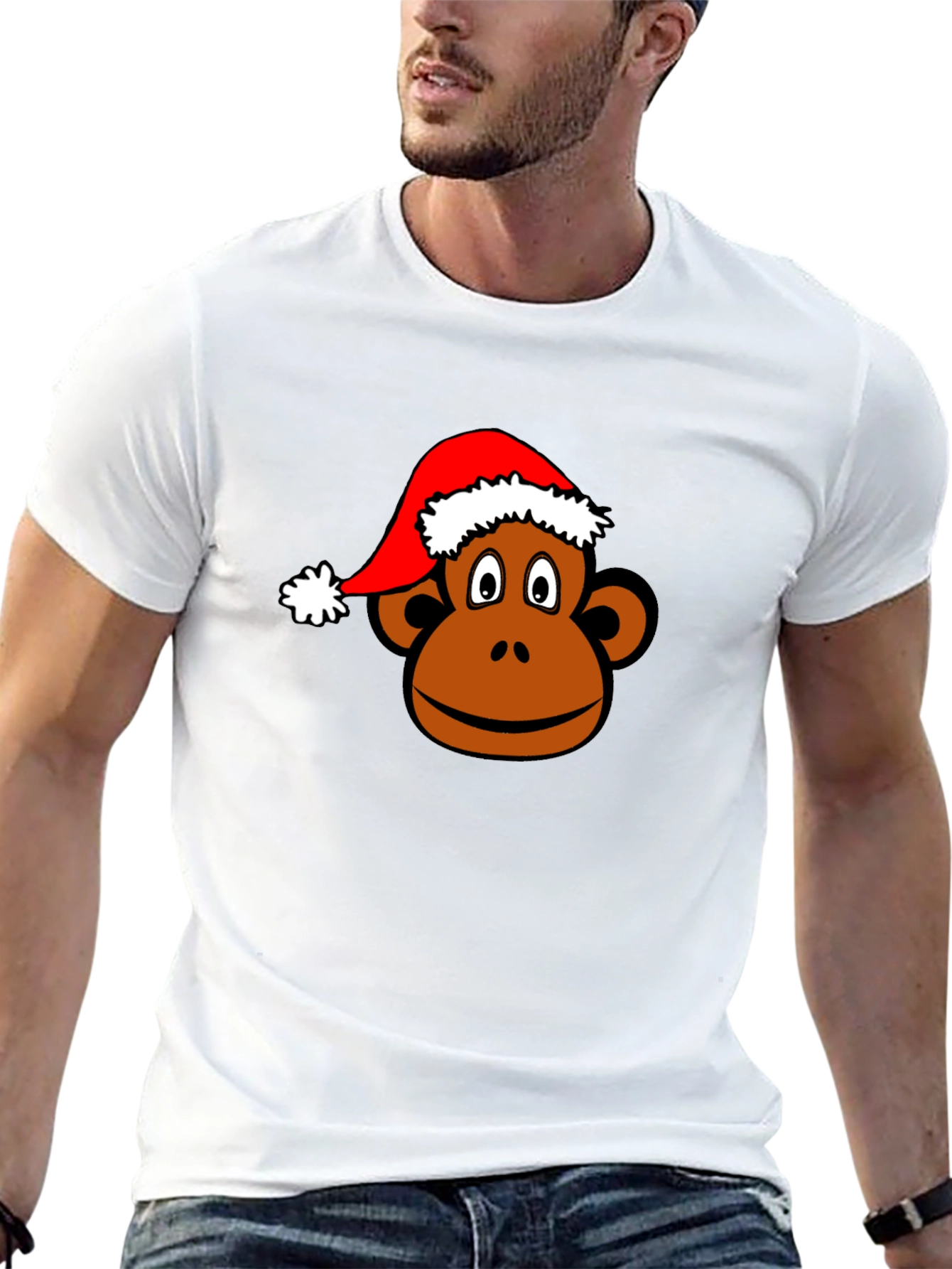 Camiseta Negra con Mono Navideño