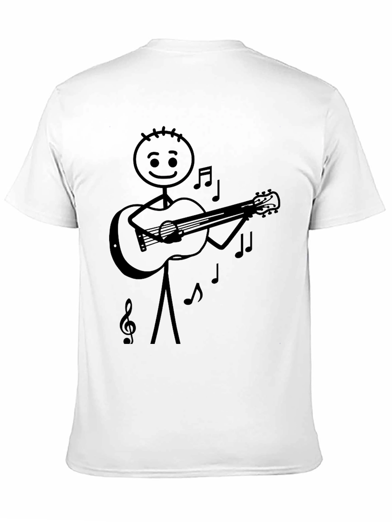 Camiseta Negra con Diseño de Músico de Palo