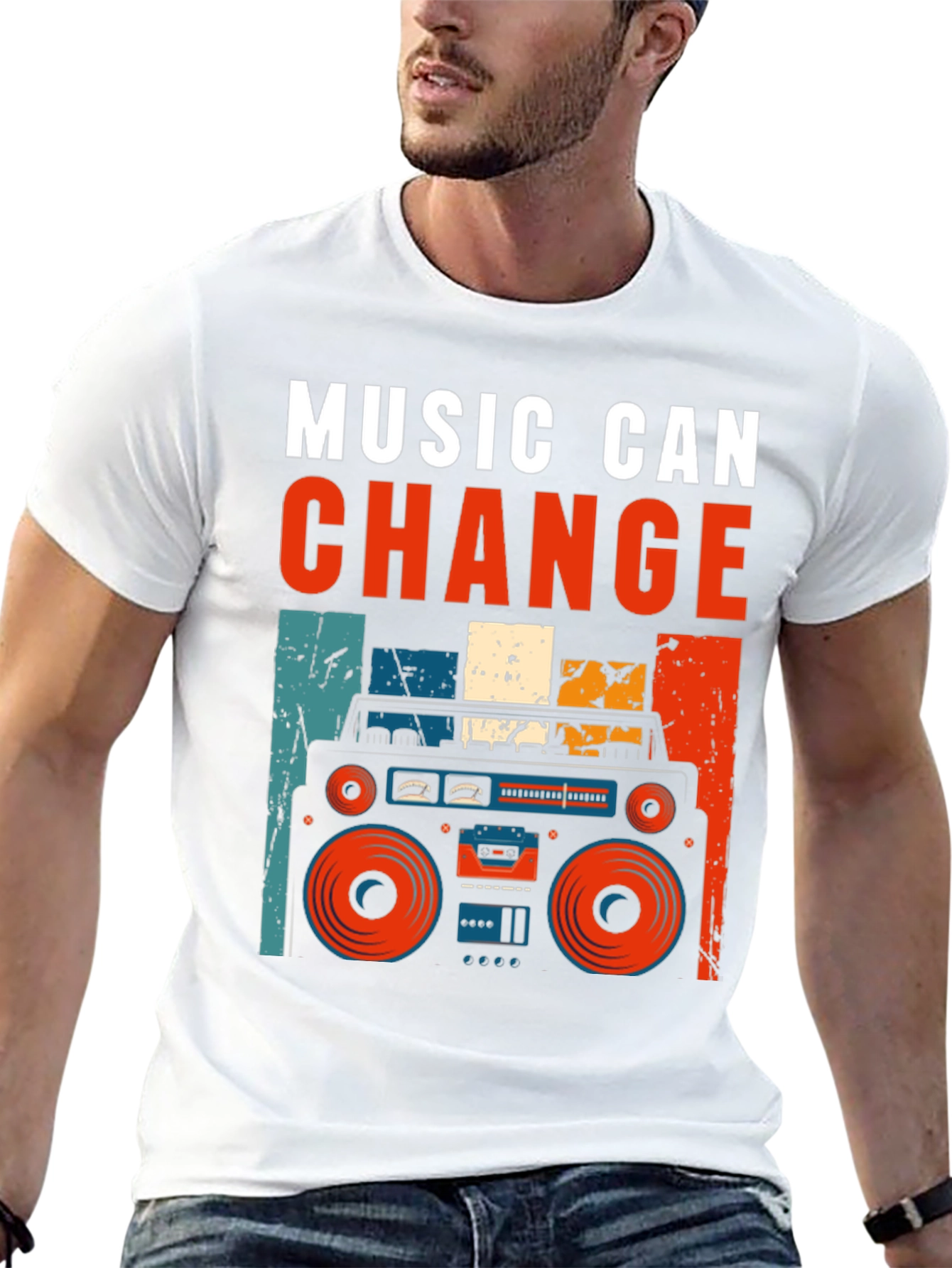Camiseta Negra Retro La Música Puede Cambiar