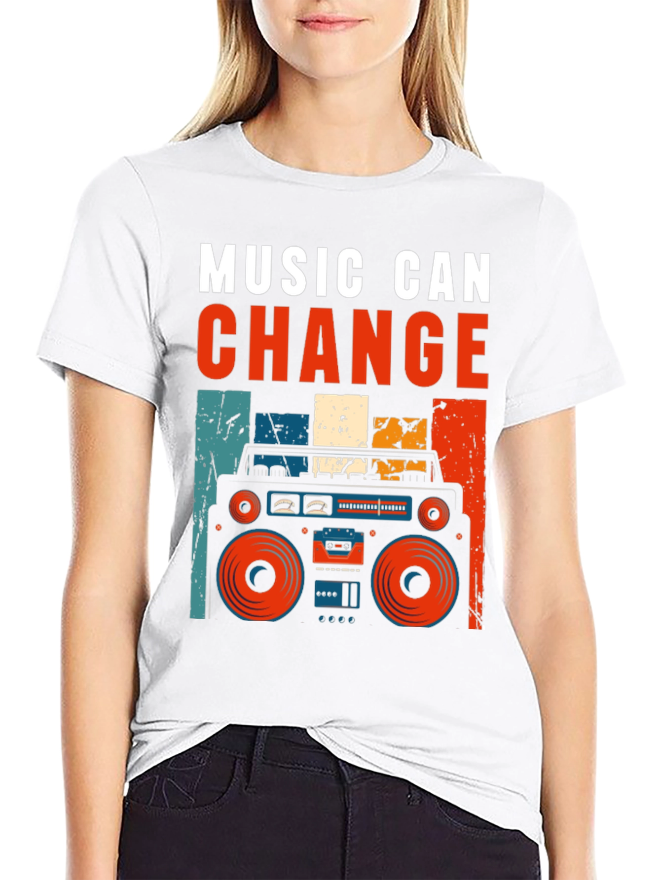 Camiseta Negra Retro La Música Puede Cambiar