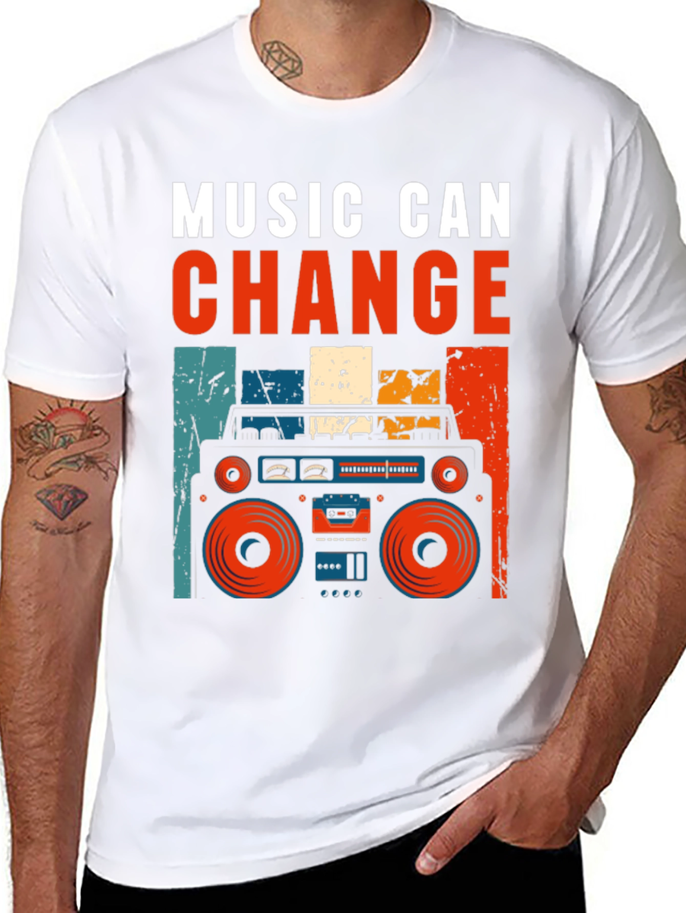 Camiseta Negra Retro La Música Puede Cambiar