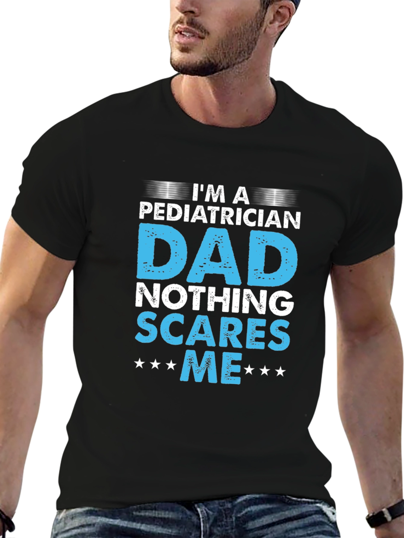 Camiseta Negra - Papá Pediatra - Nada me Asusta