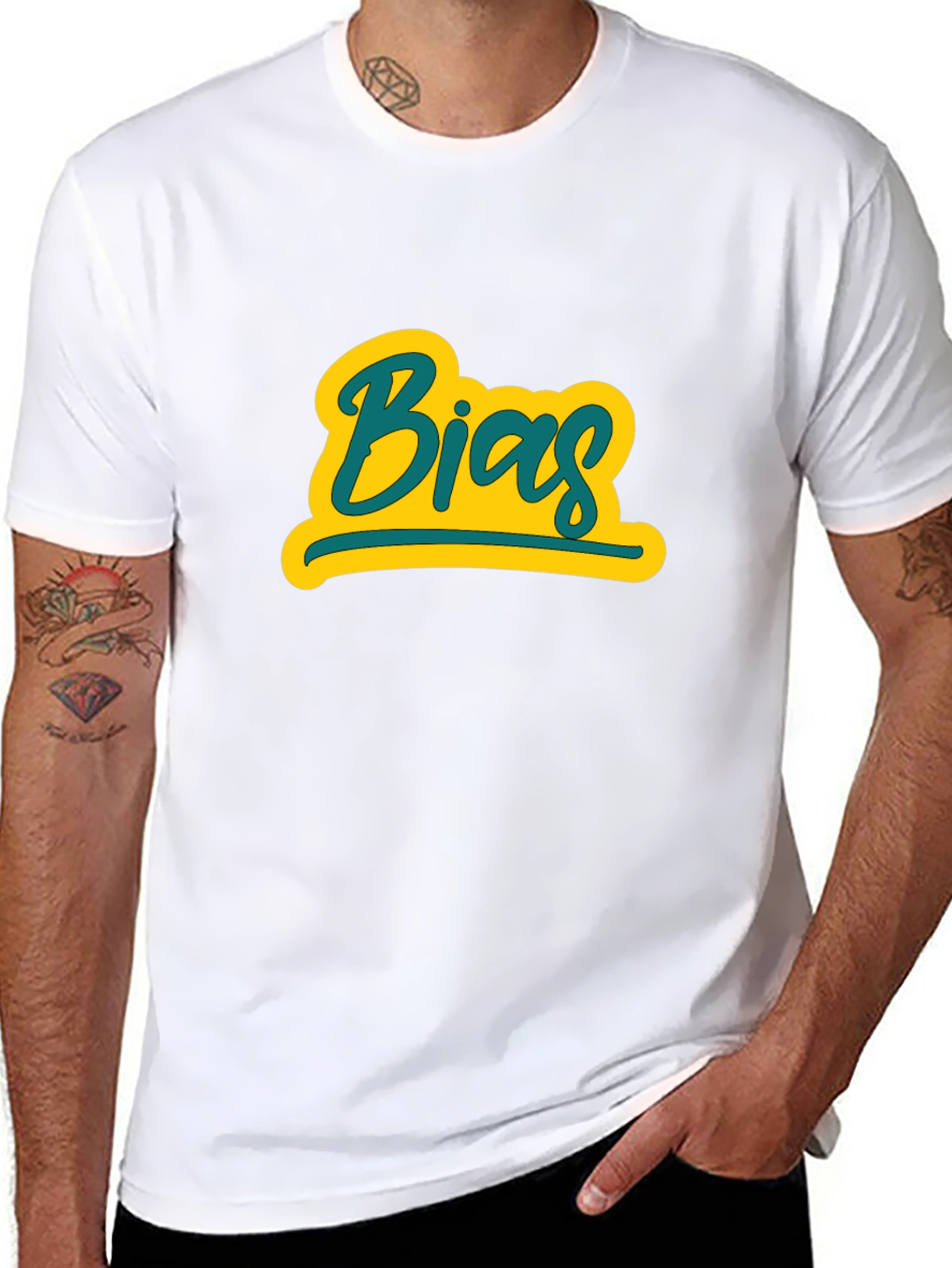 Camiseta Negra con Diseño Bias