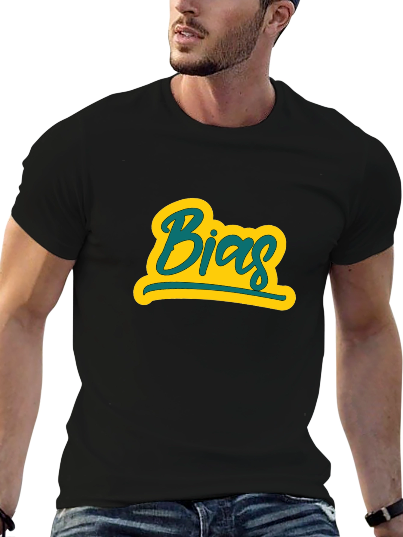 Camiseta Negra con Diseño Bias