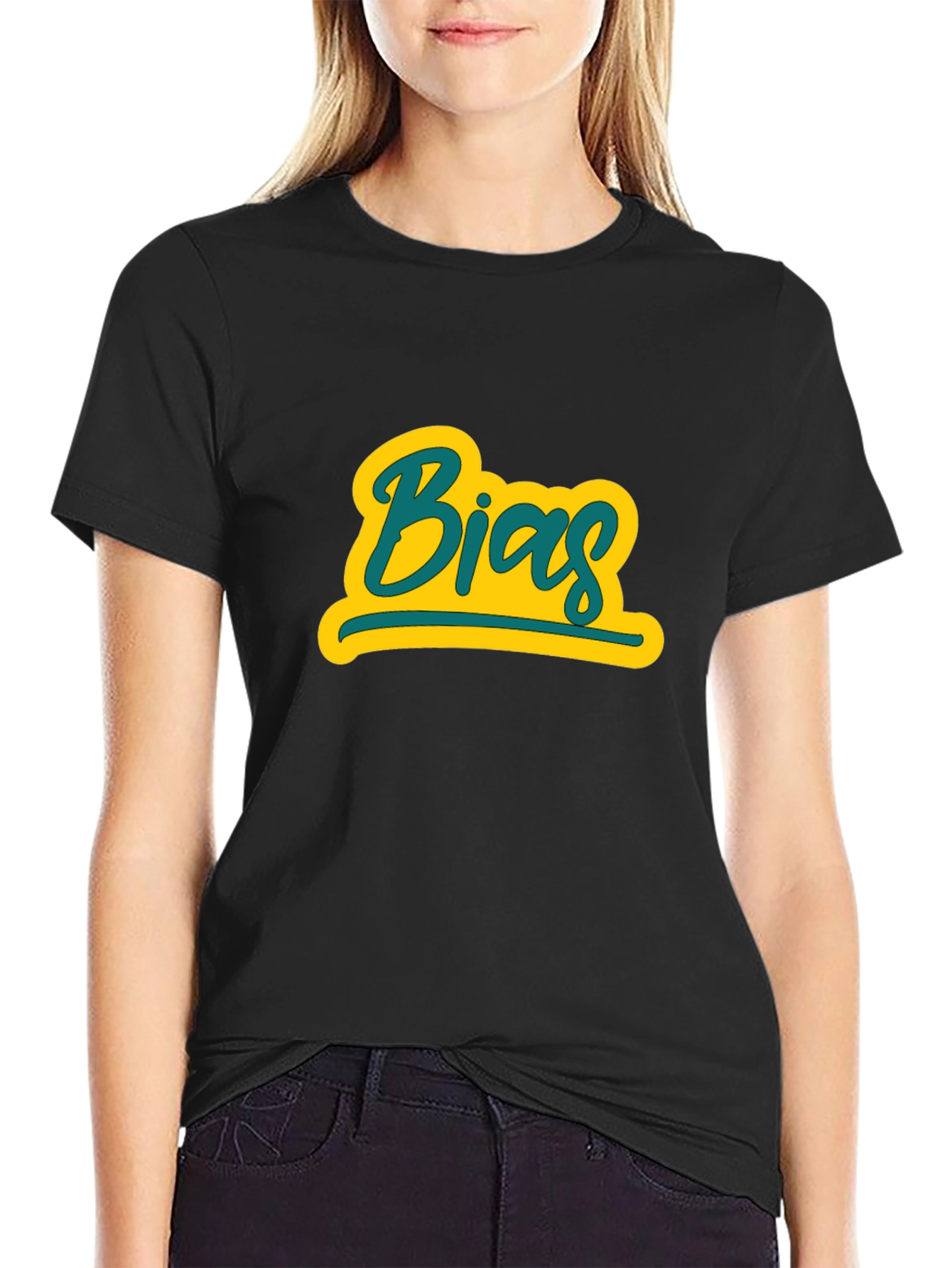 Camiseta Negra con Diseño Bias