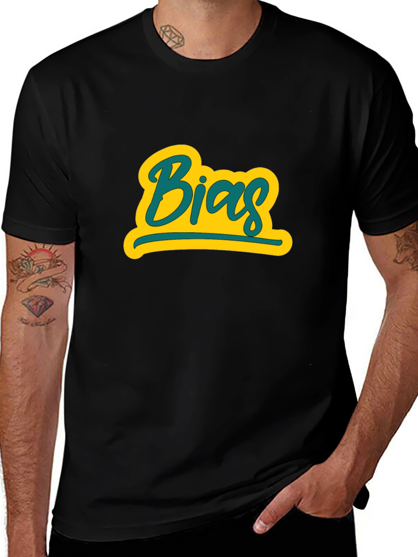 Camiseta Negra con Diseño Bias