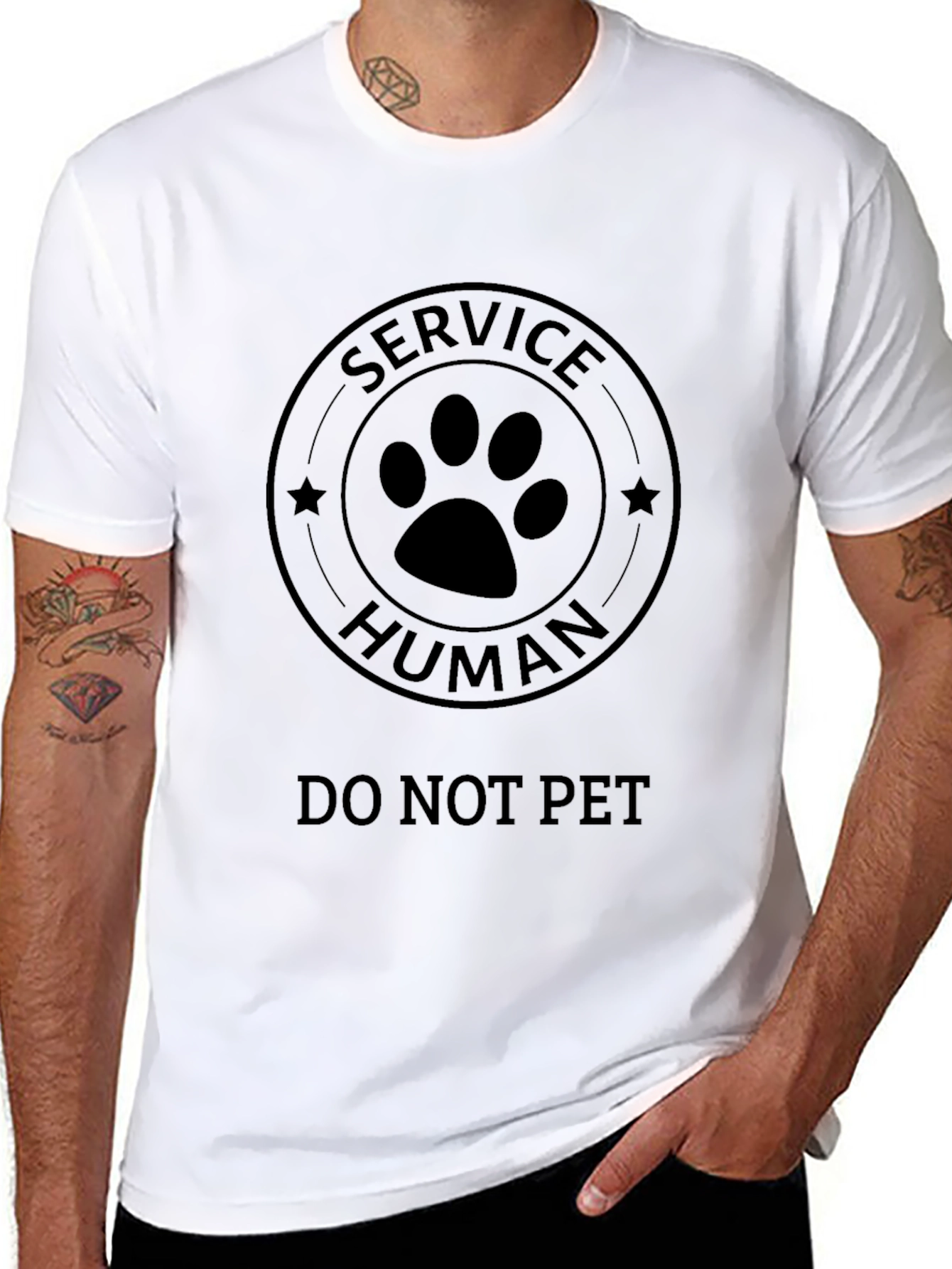 Camiseta Negra: Humano de Servicio - ¡No Acariciar!