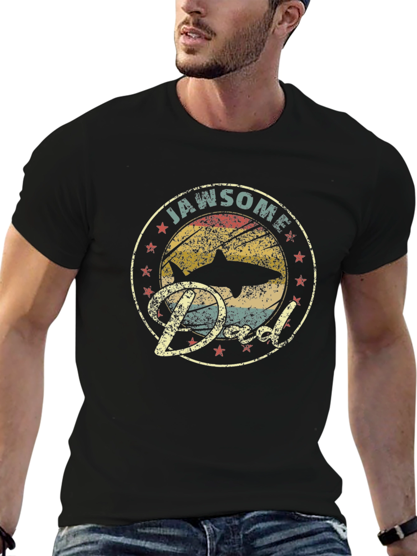 Camiseta Jawsome Dad: Estilo Retro para Papá Tiburón