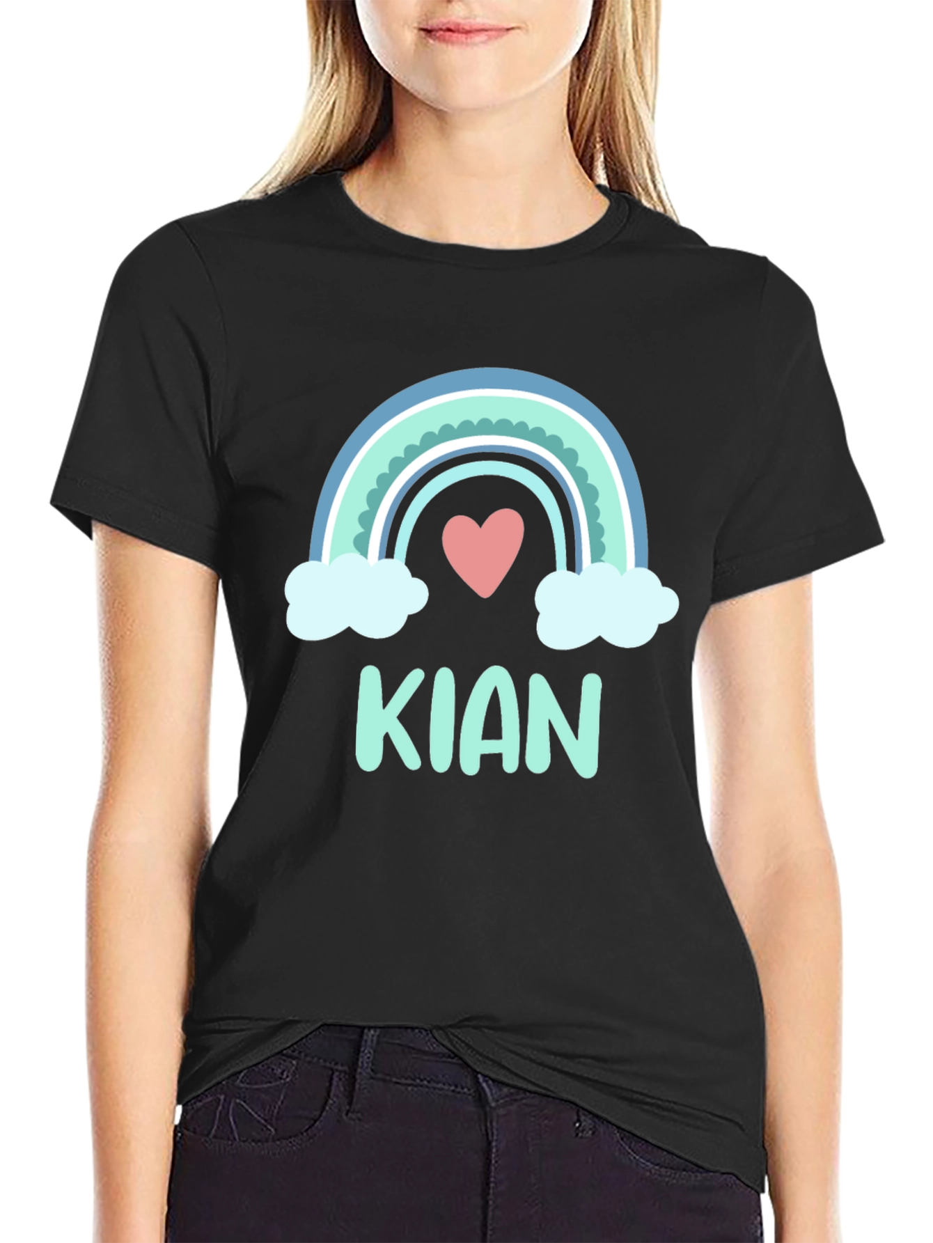 Camiseta Negra con Arcoíris Personalizado KIAN