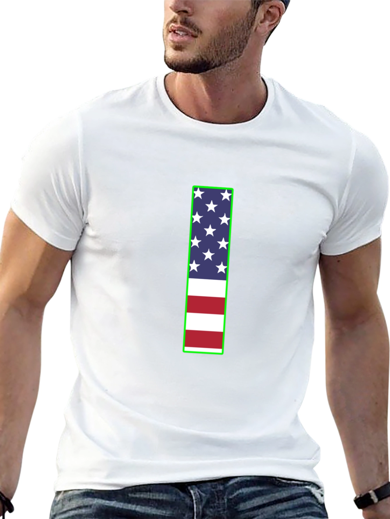 Camiseta Negra con Diseño Bandera Americana
