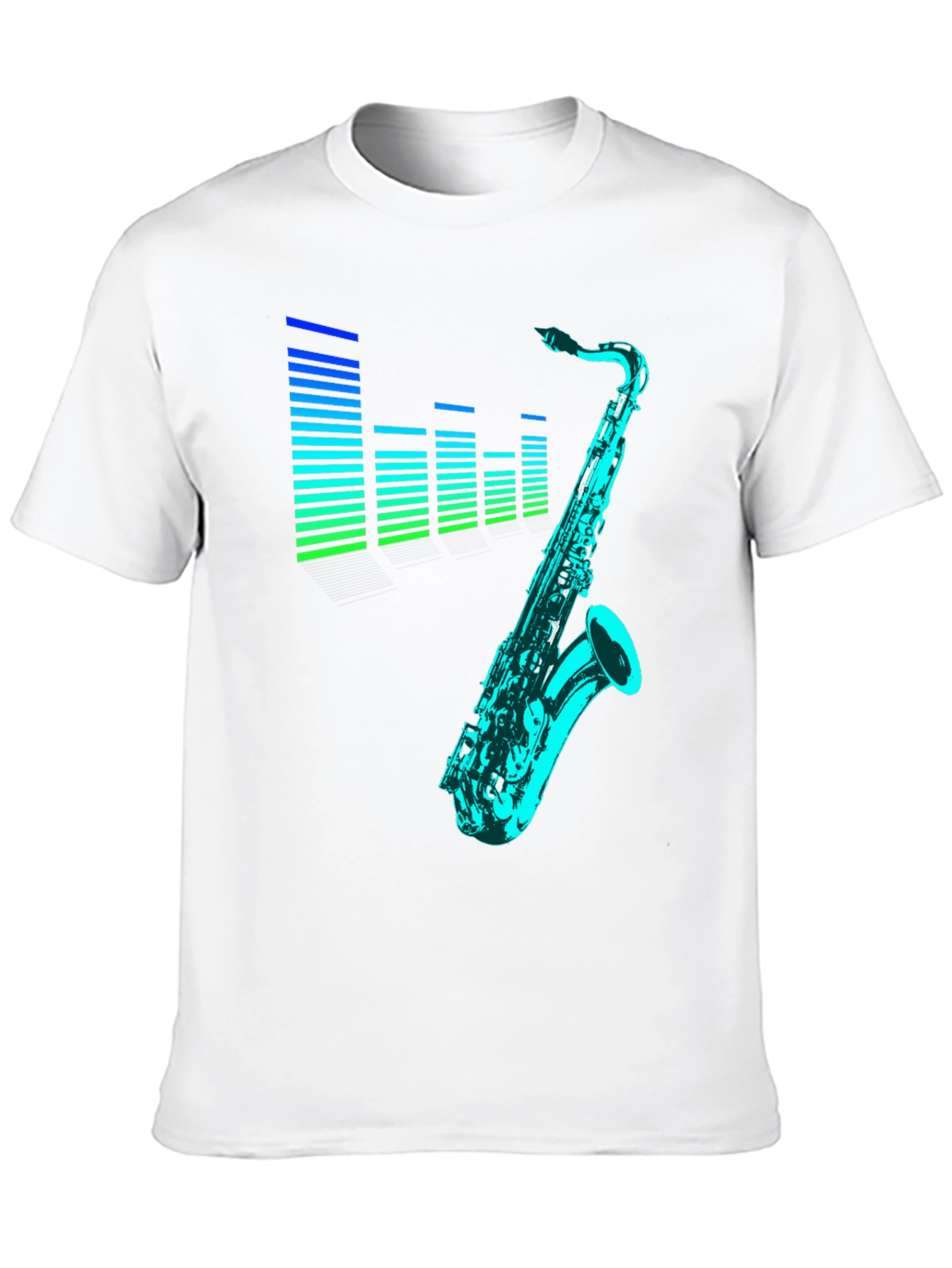 Camiseta Negra con Diseño de Saxofón y Ecualizador