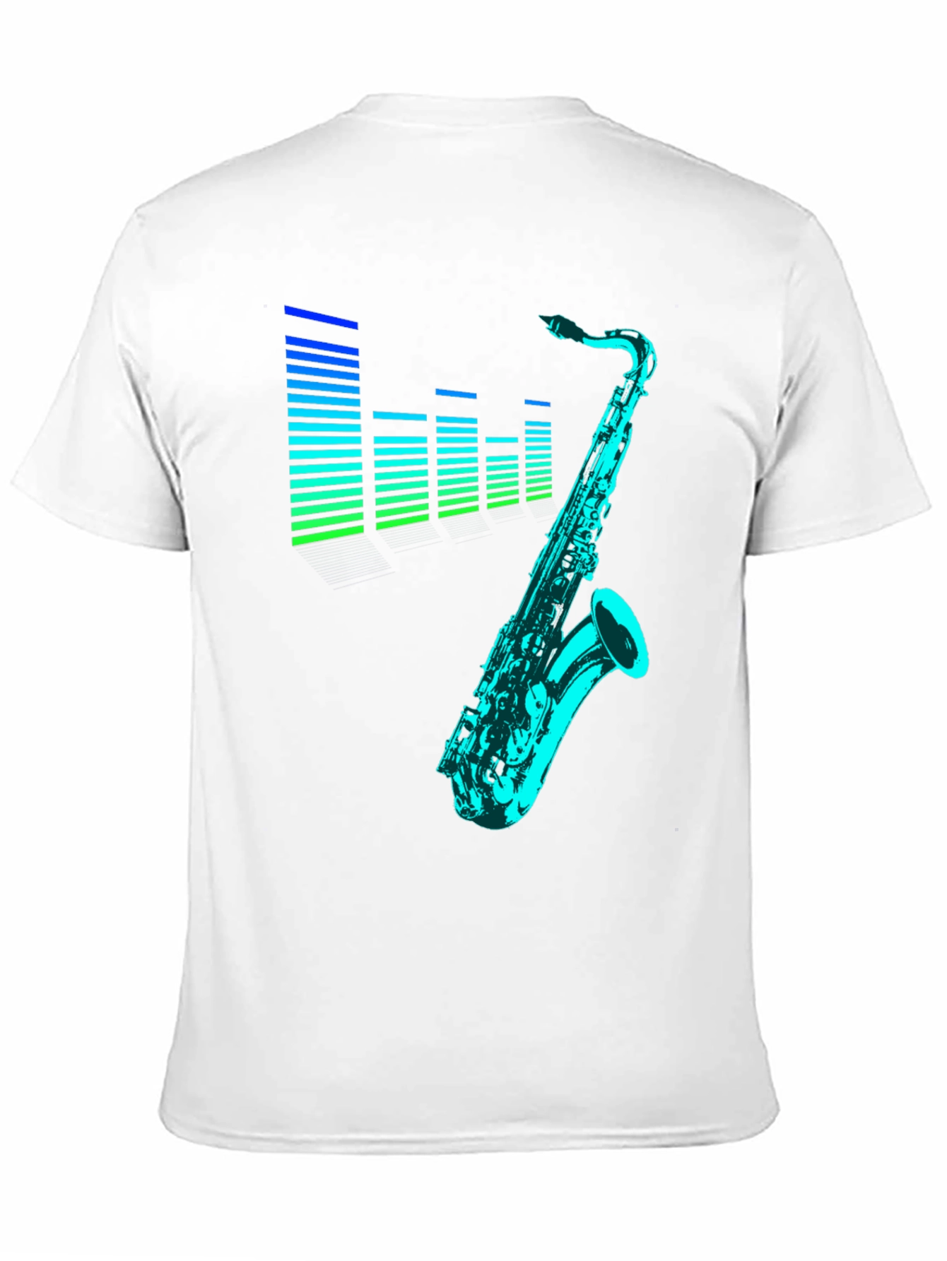Camiseta Negra con Diseño de Saxofón y Ecualizador