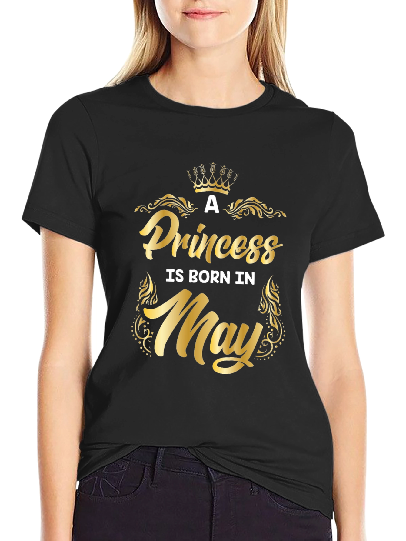 Camiseta Negra Una Princesa Nace en Mayo