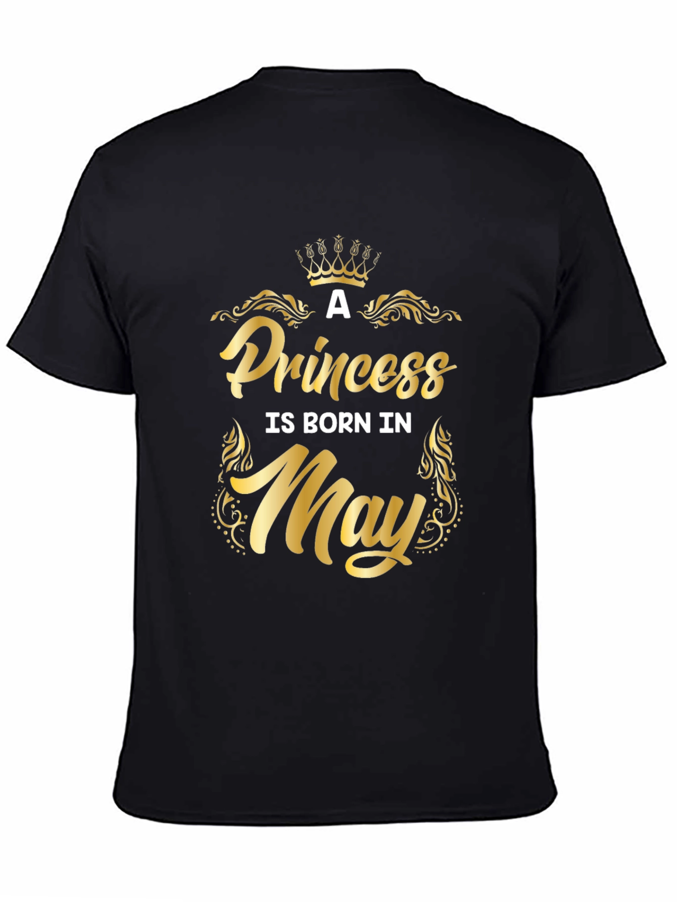 Camiseta Negra Una Princesa Nace en Mayo