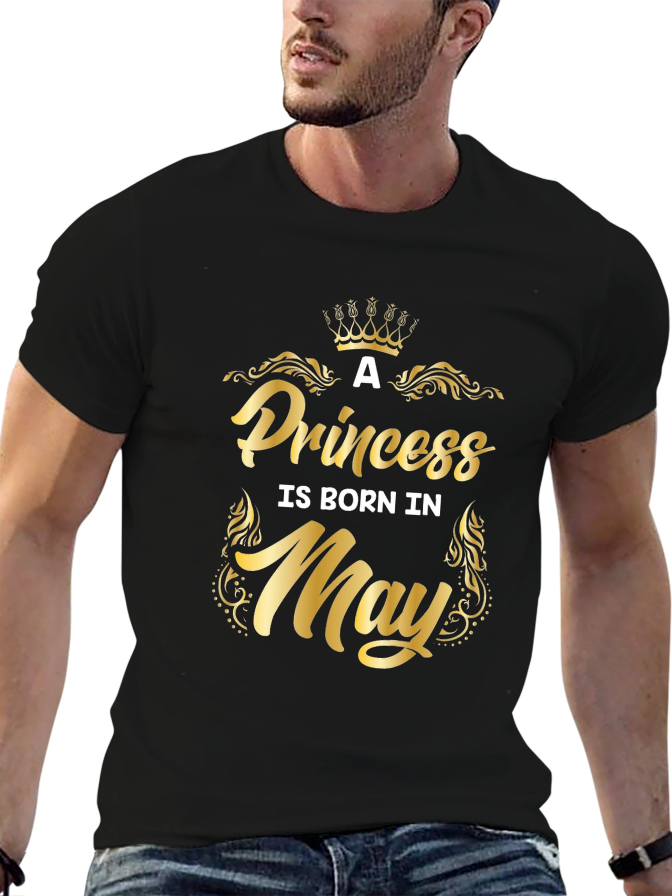 Camiseta Negra Una Princesa Nace en Mayo