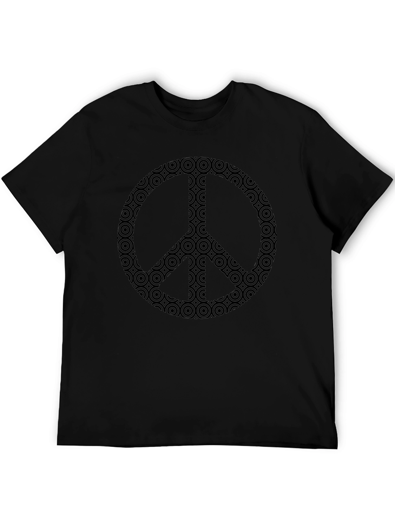Camiseta Negra con Símbolo de Paz Geométrico