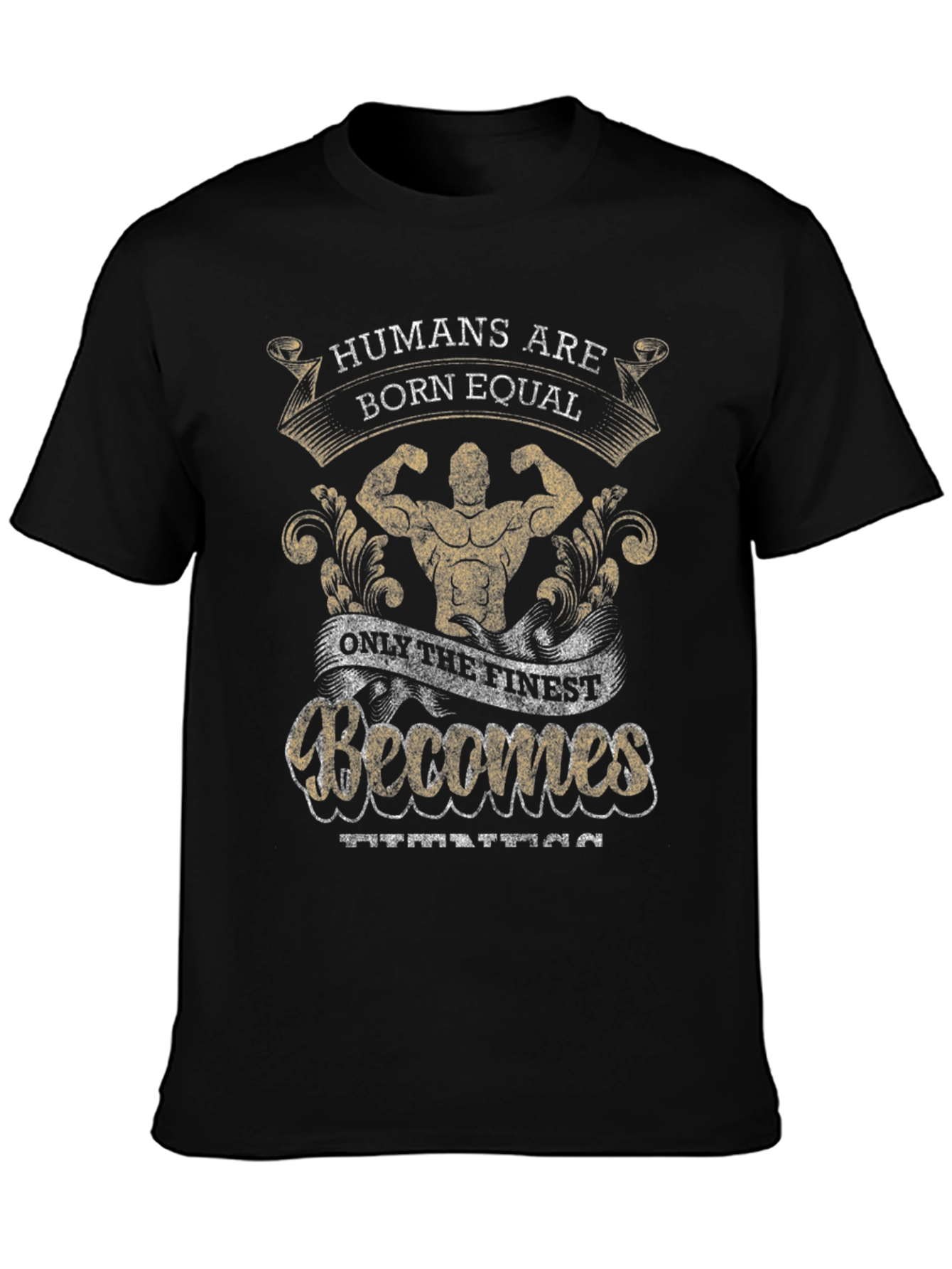 Camiseta Negra con Diseño de Motivación Fitness