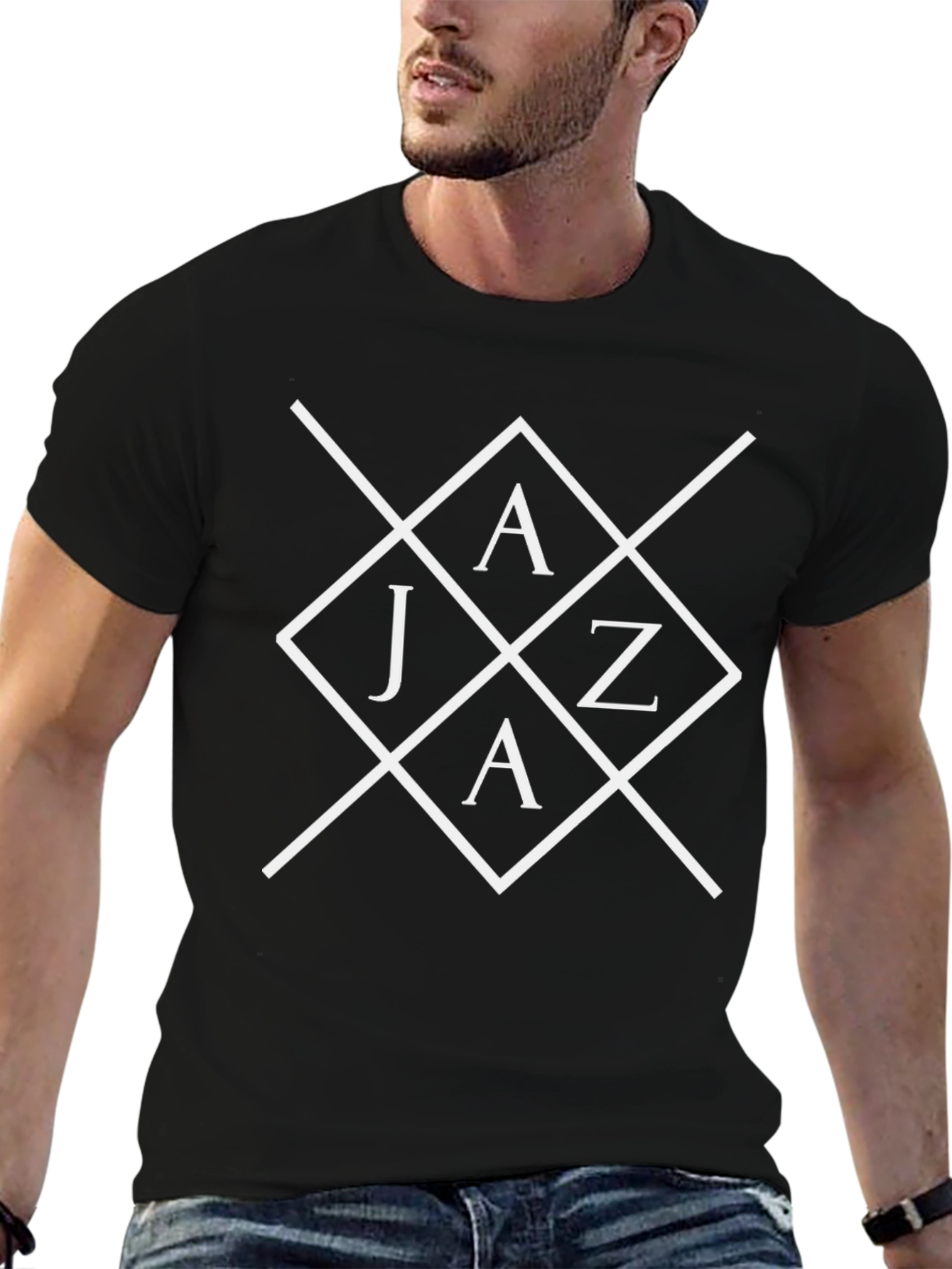 Camiseta Negra con Diseño Abstracto JAZA