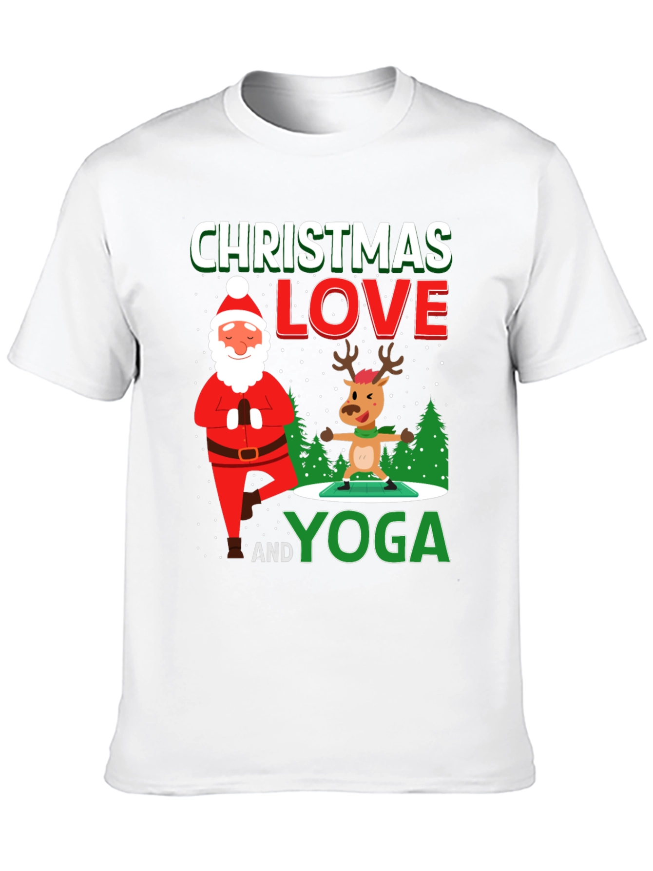 Camiseta Navideña Yoga Santa & Reno Divertida