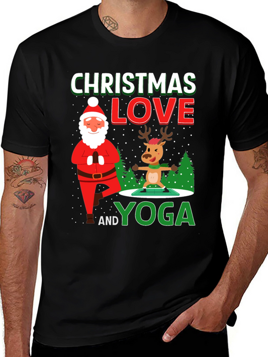 Camiseta Navideña Yoga Santa & Reno Divertida