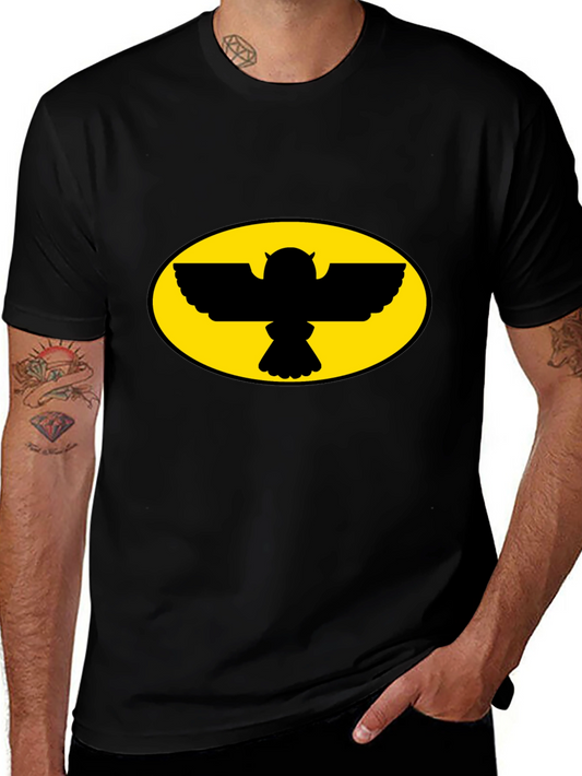 Camiseta Negra con Diseño de Búho Ovalado