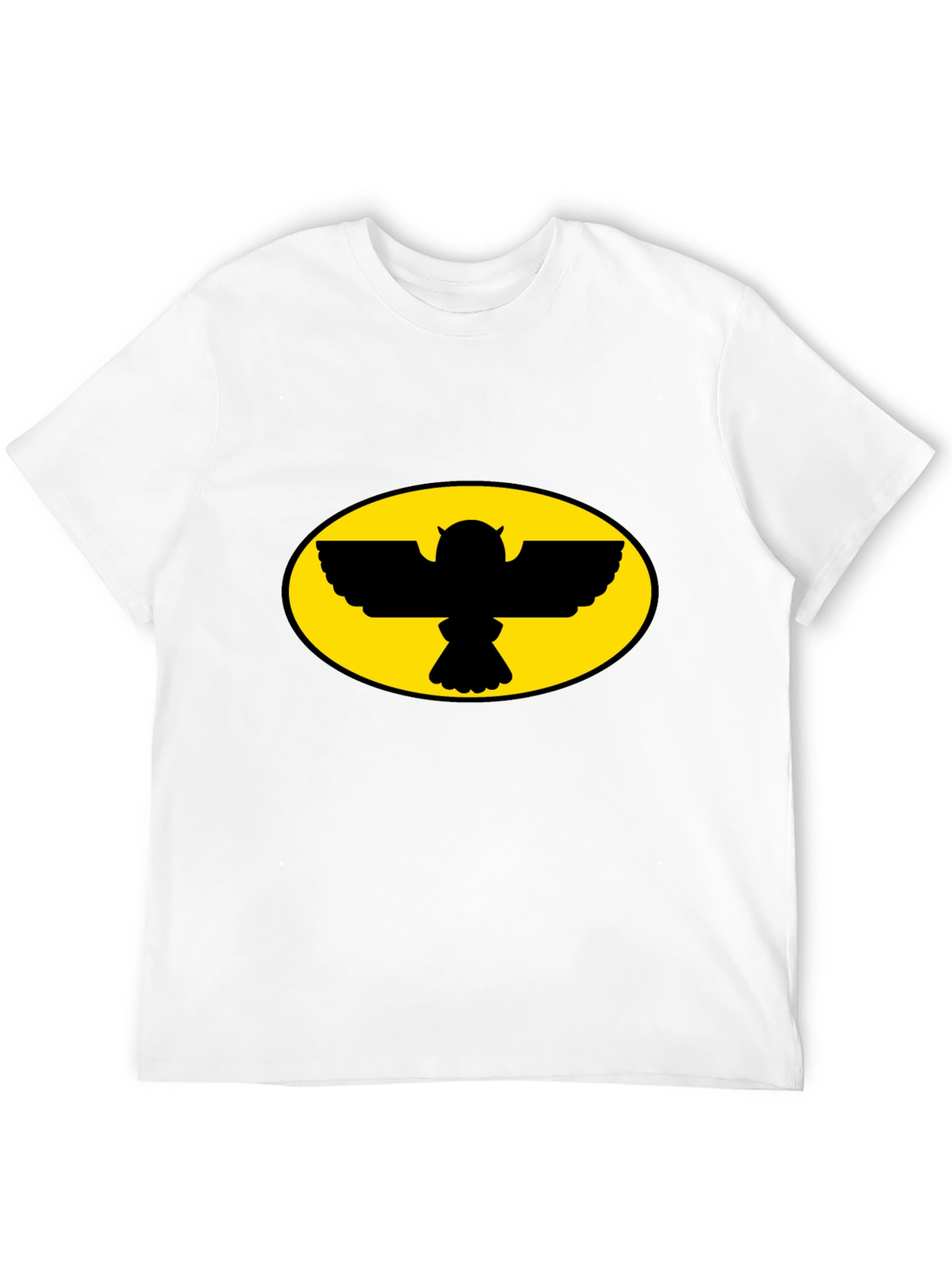 Camiseta Negra con Diseño de Búho Ovalado