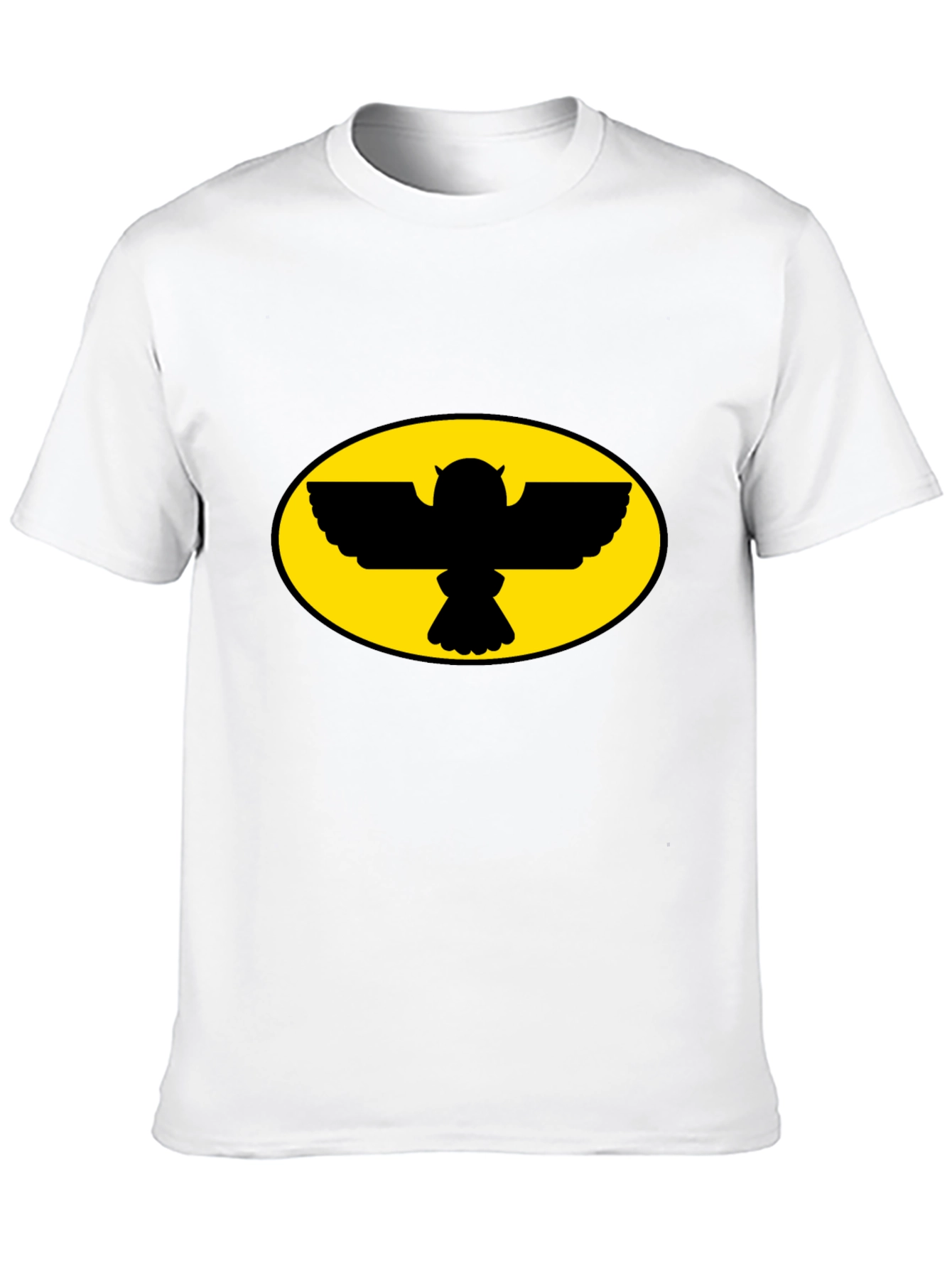 Camiseta Negra con Diseño de Búho Ovalado