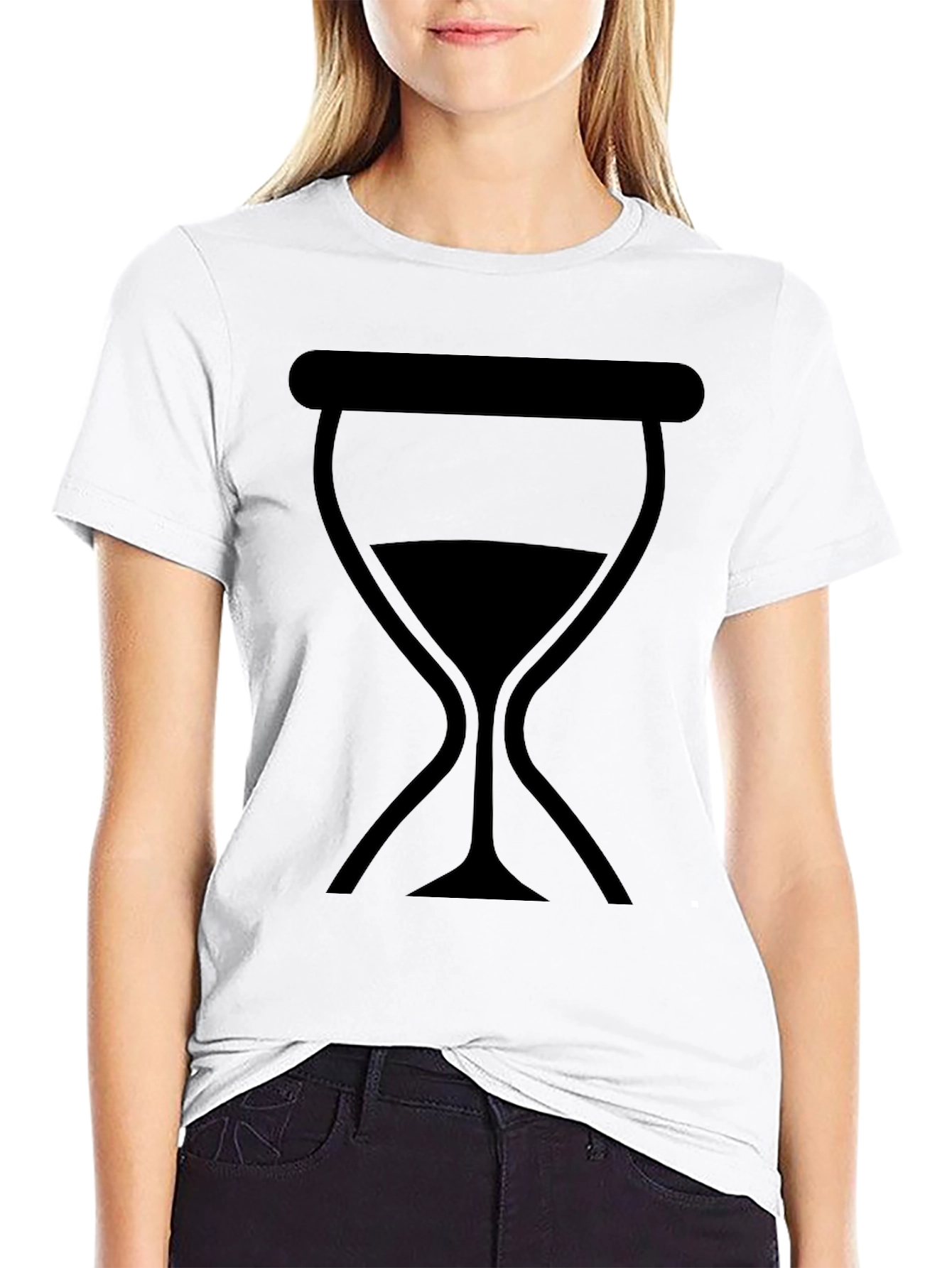 Camiseta Negra Unisex con Diseño de Reloj de Arena