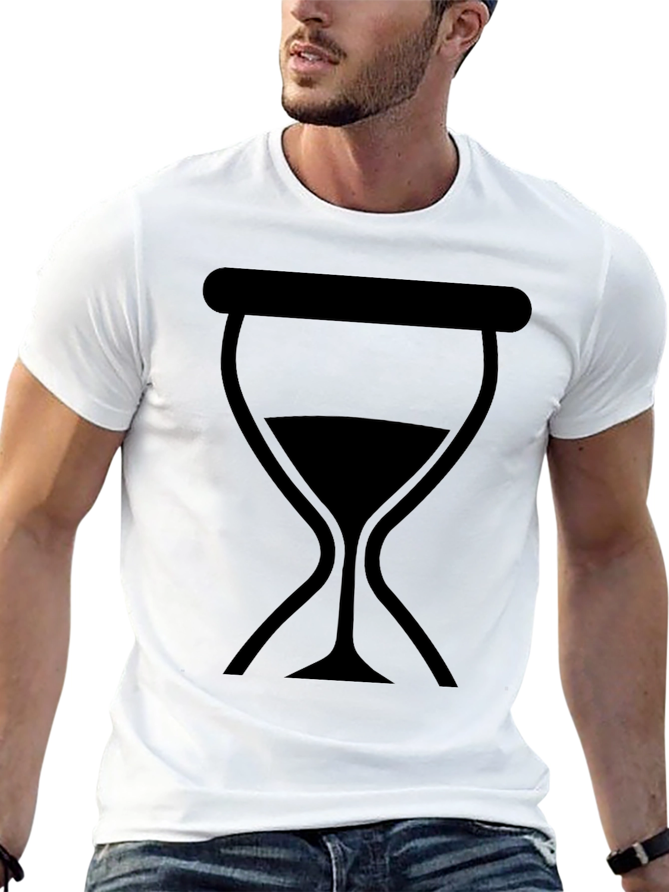 Camiseta Negra Unisex con Diseño de Reloj de Arena