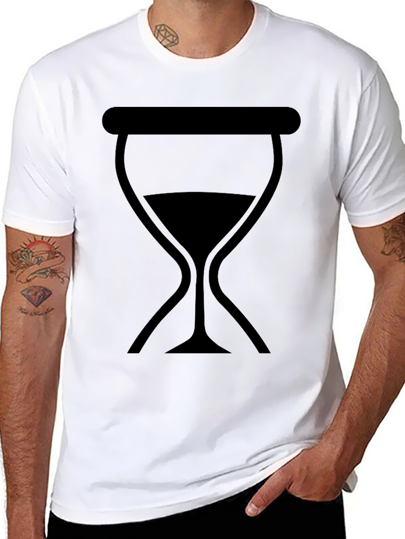 Camiseta Negra Unisex con Diseño de Reloj de Arena