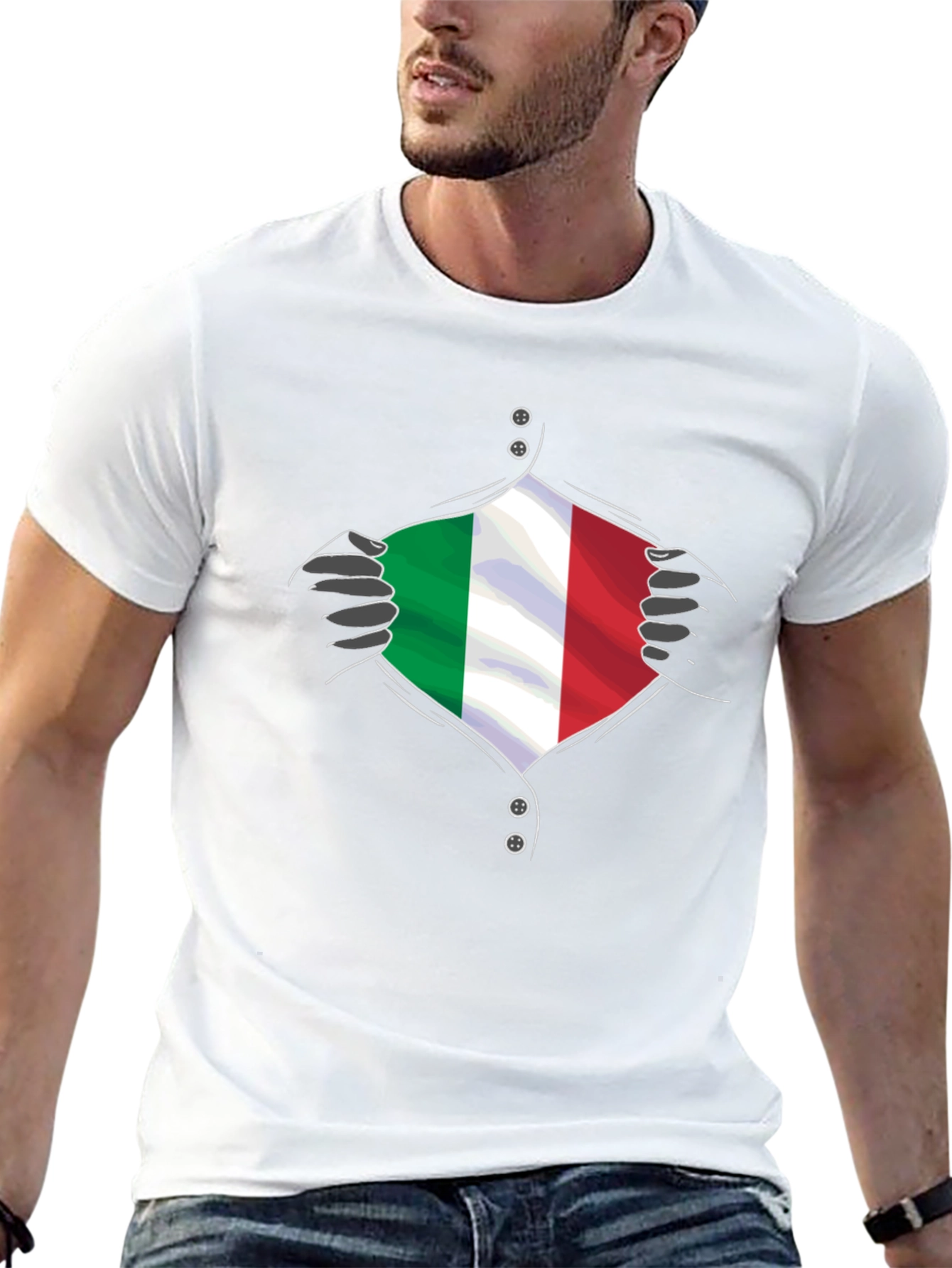 Camiseta Negra con Diseño Bandera Italiana