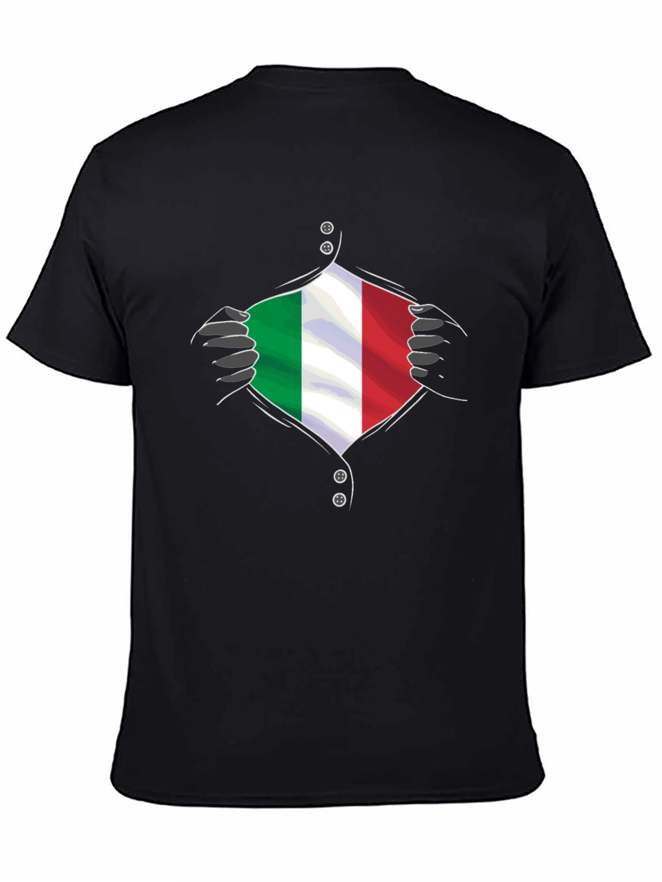 Camiseta Negra con Diseño Bandera Italiana