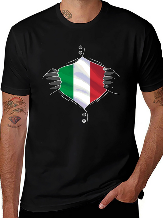 Camiseta Negra con Diseño Bandera Italiana