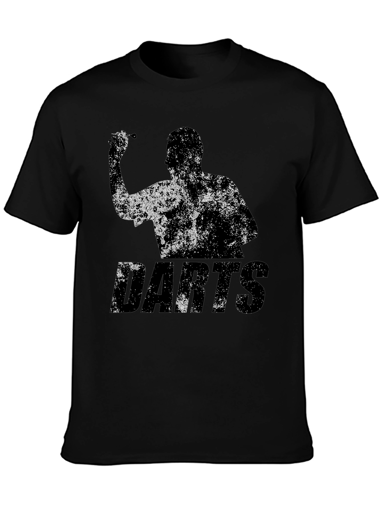 Camiseta Negra Estampada de Dardos para Hombre