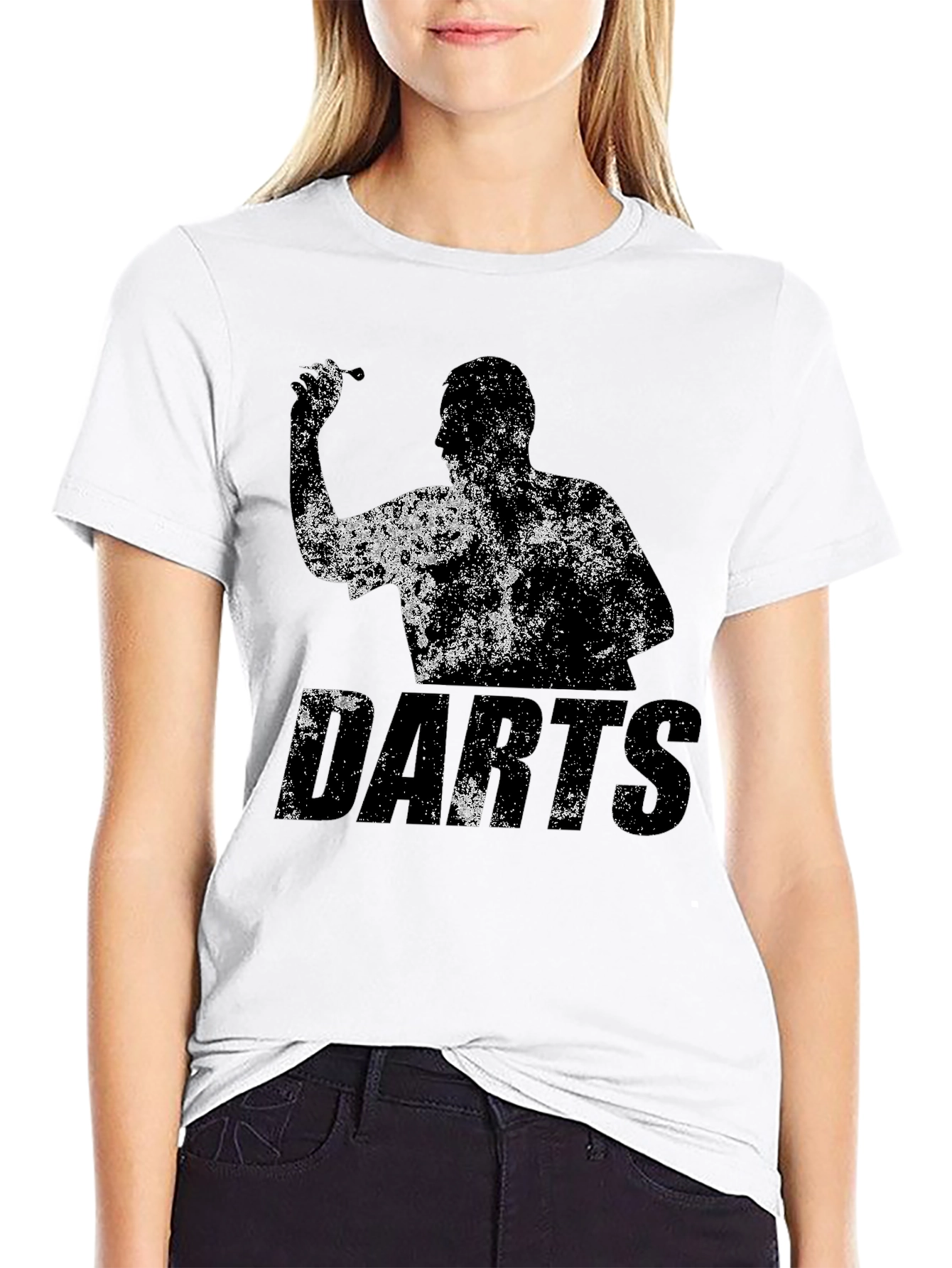 Camiseta Negra Estampada de Dardos para Hombre