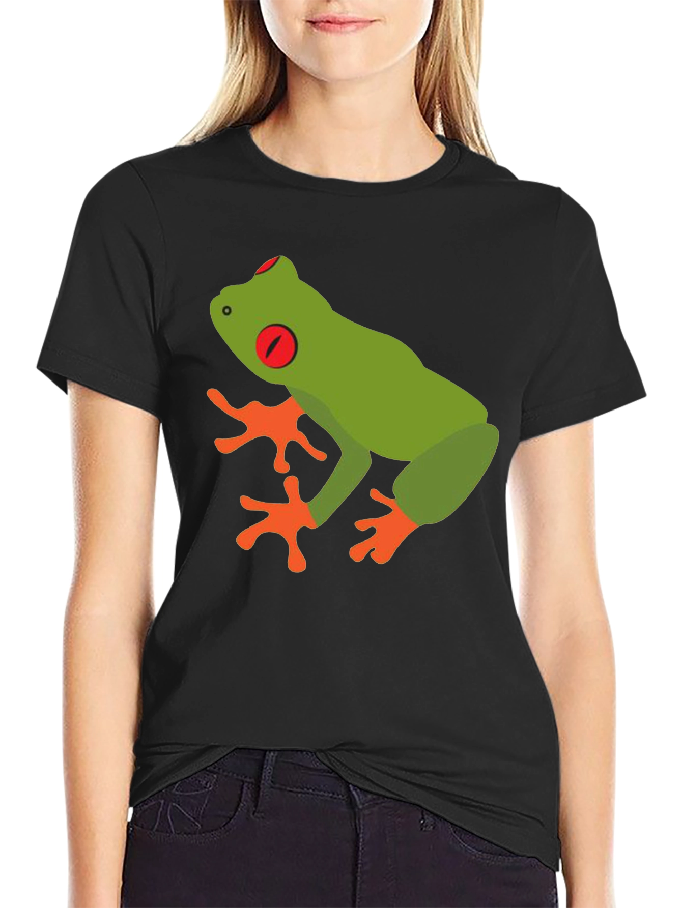 Camiseta Negra con Diseño de Rana Arborícola