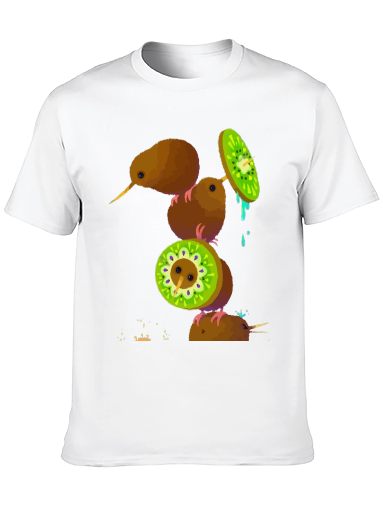 Camiseta Negra con Diseño de Kiwis Divertidos