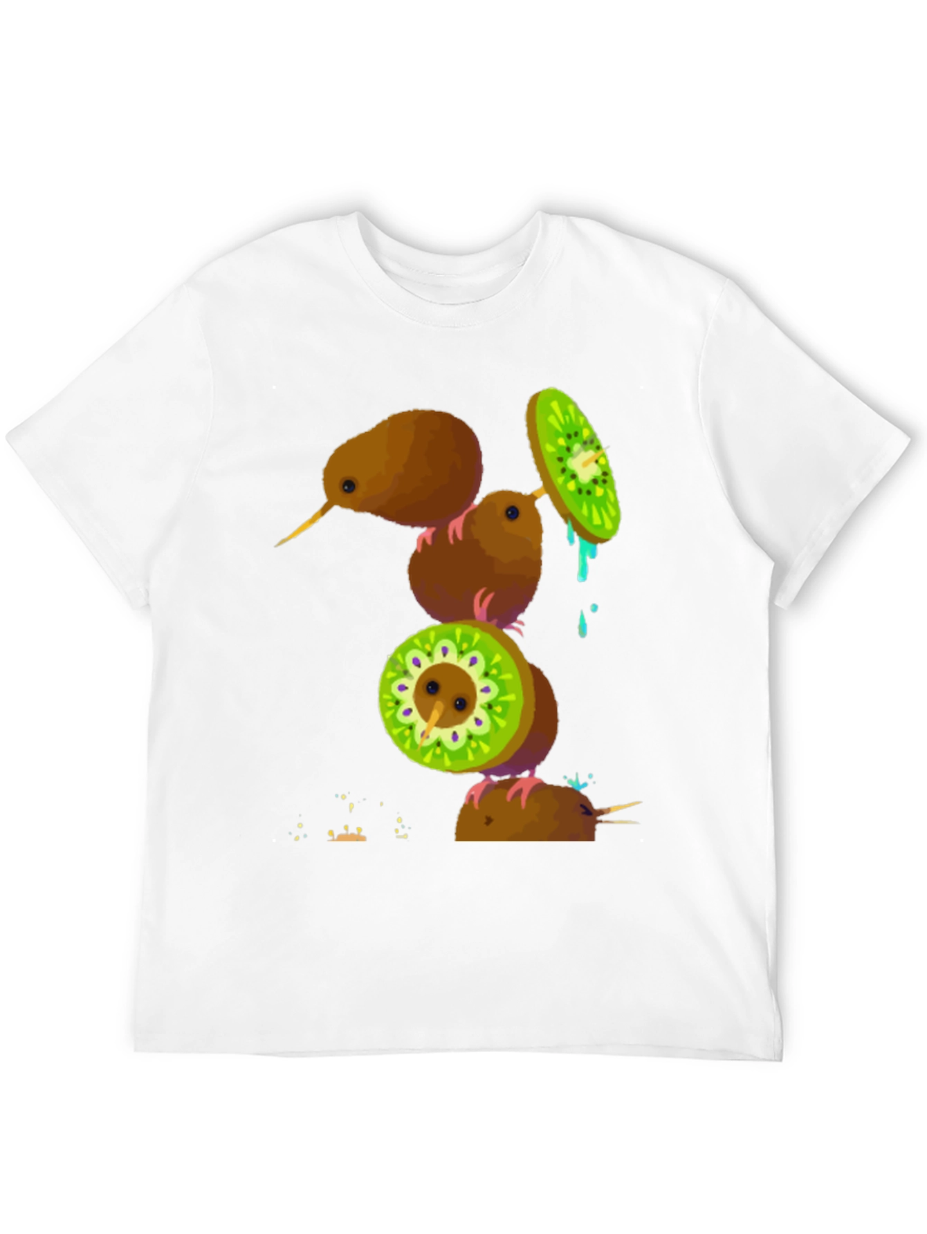 Camiseta Negra con Diseño de Kiwis Divertidos