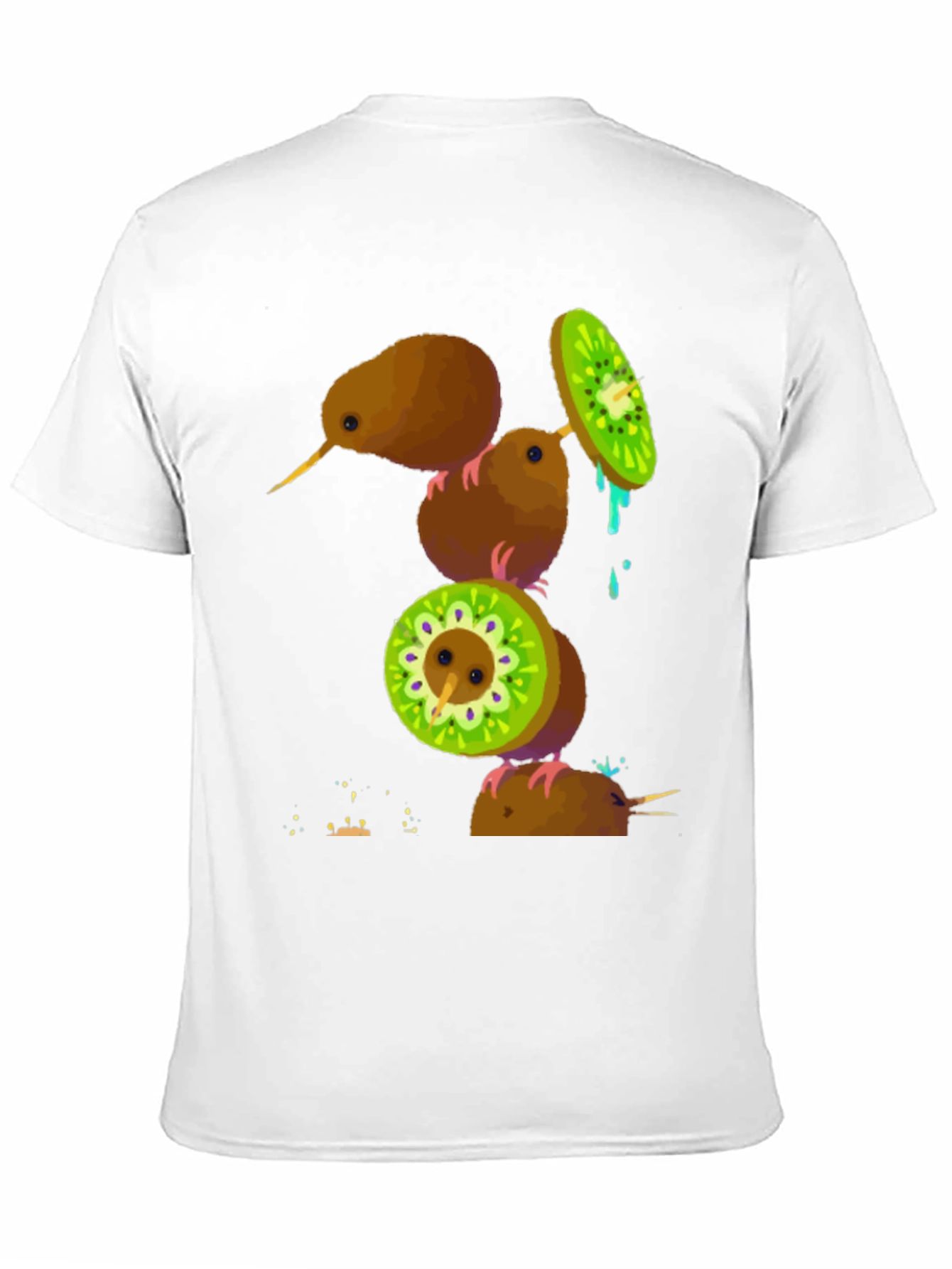 Camiseta Negra con Diseño de Kiwis Divertidos