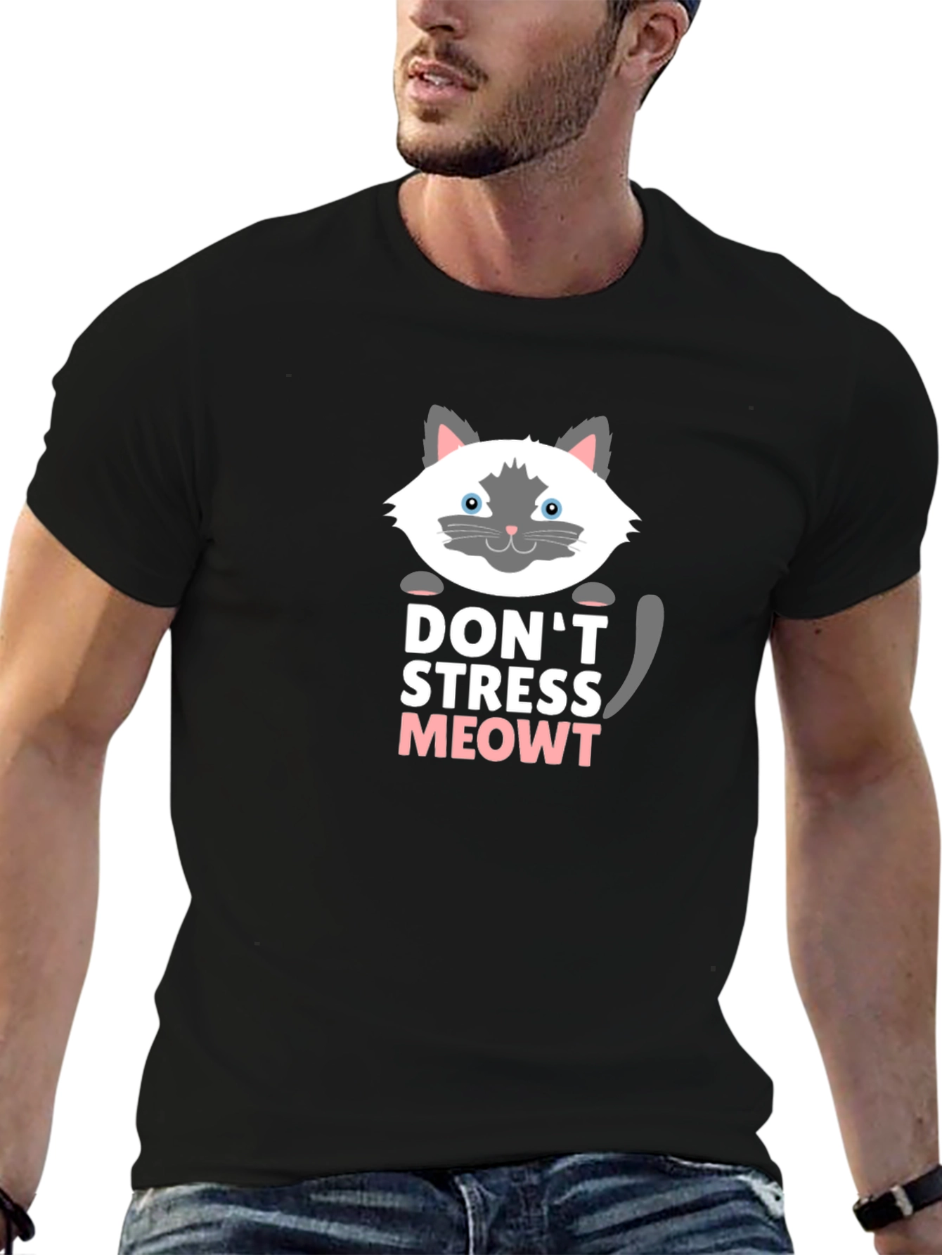 Camiseta Negra Dont Stress Meowt