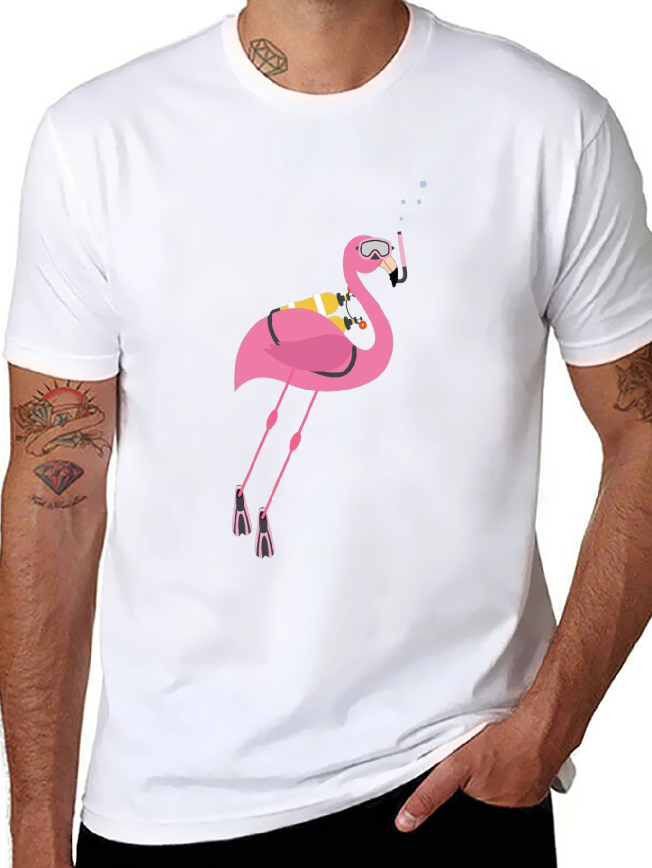 Camiseta Negra con Flamenco Buceador