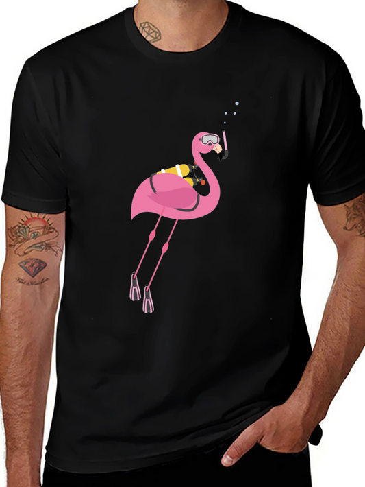 Camiseta Negra con Flamenco Buceador