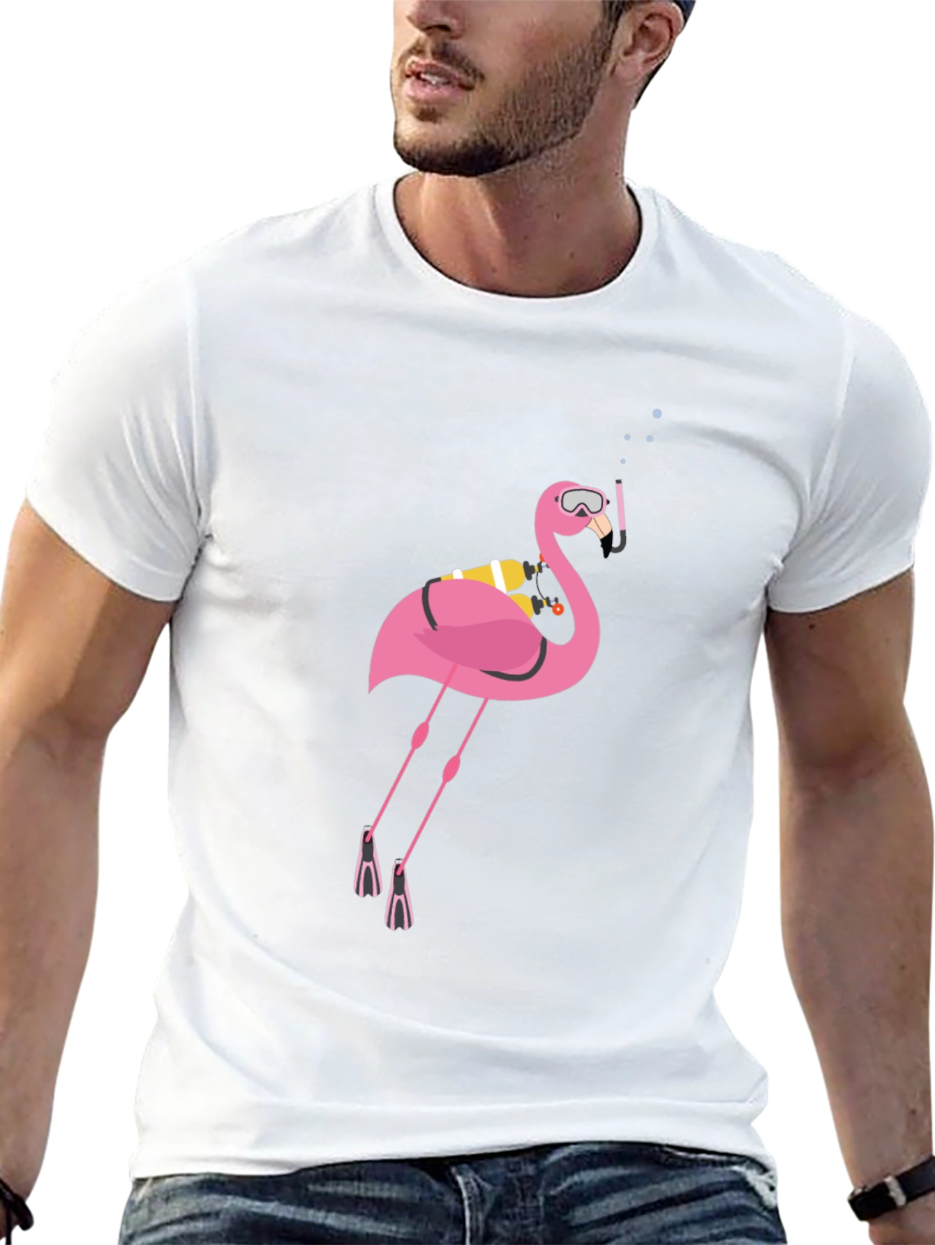 Camiseta Negra con Flamenco Buceador