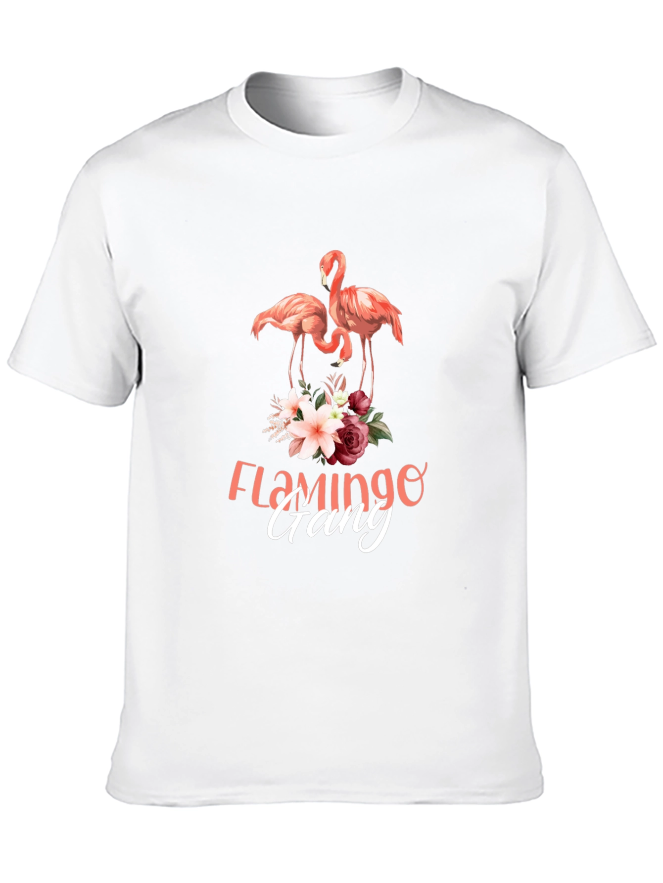 Camiseta Negra con Estampado de Flamencos