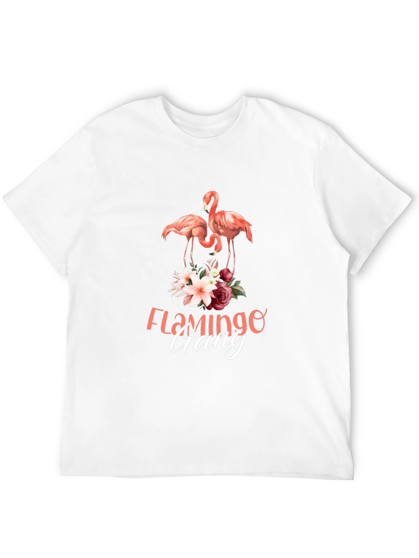 Camiseta Negra con Estampado de Flamencos