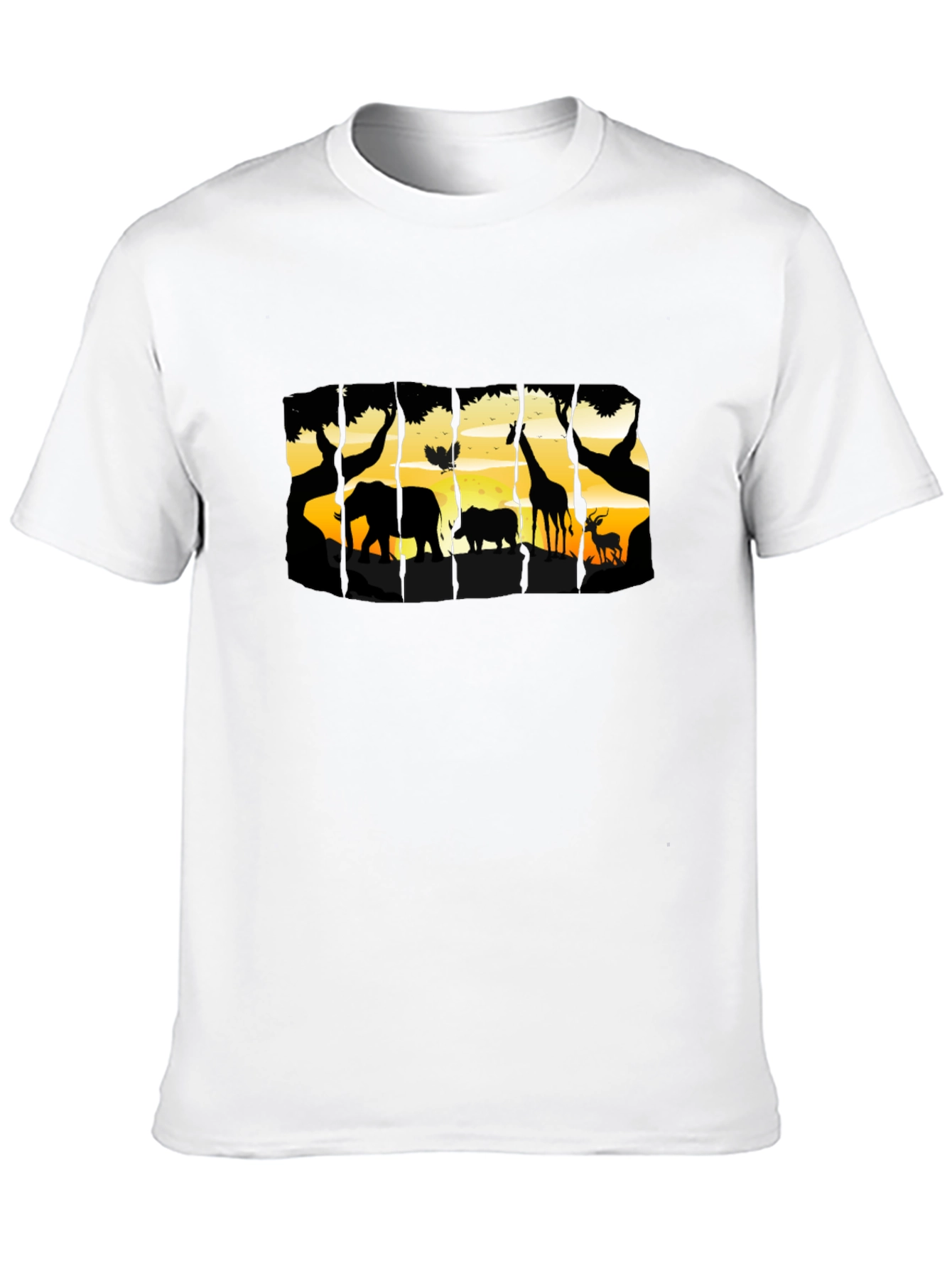 Camiseta Negra con Diseño de Vida Salvaje Africana